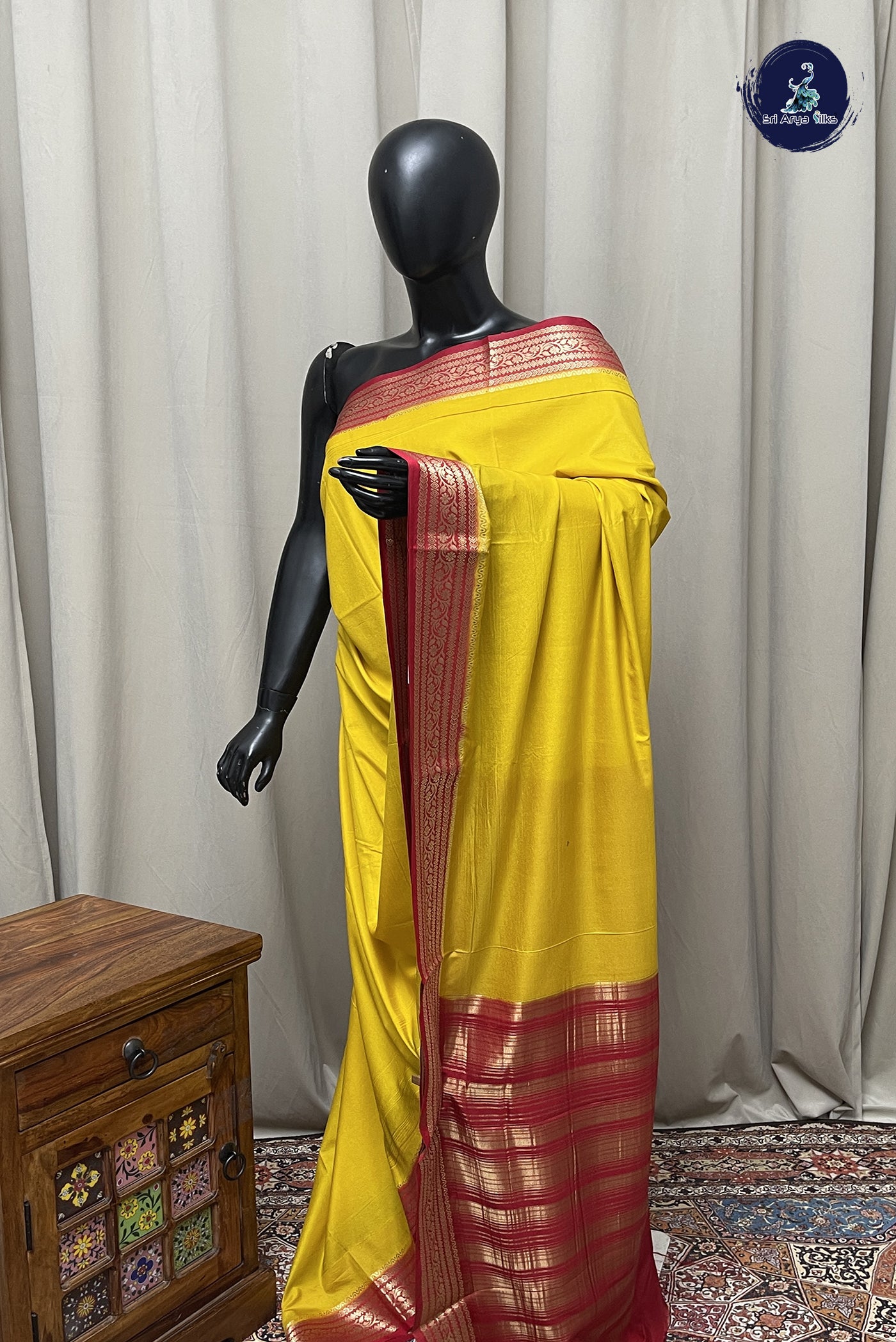 Yellow Semi Mysore Silk With Plain Pattern