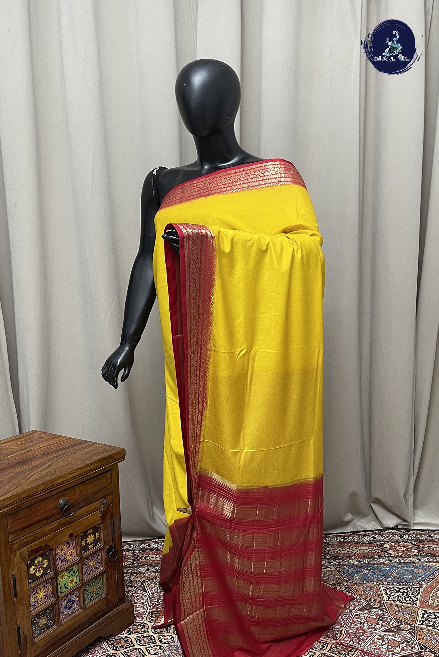 Yellow Semi Mysore Silk With Plain Pattern