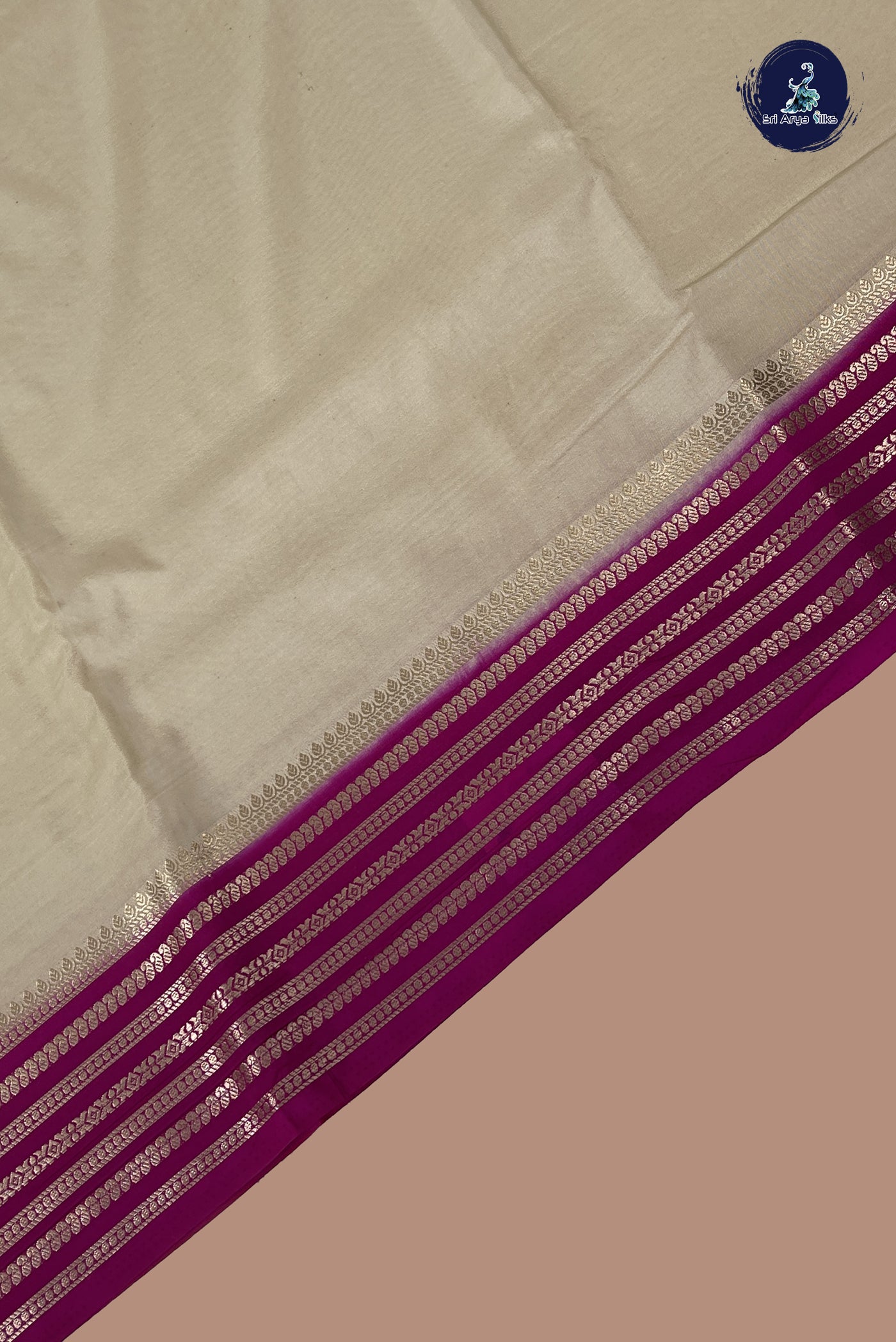 Off White Semi Mysore Silk With Plain Pattern