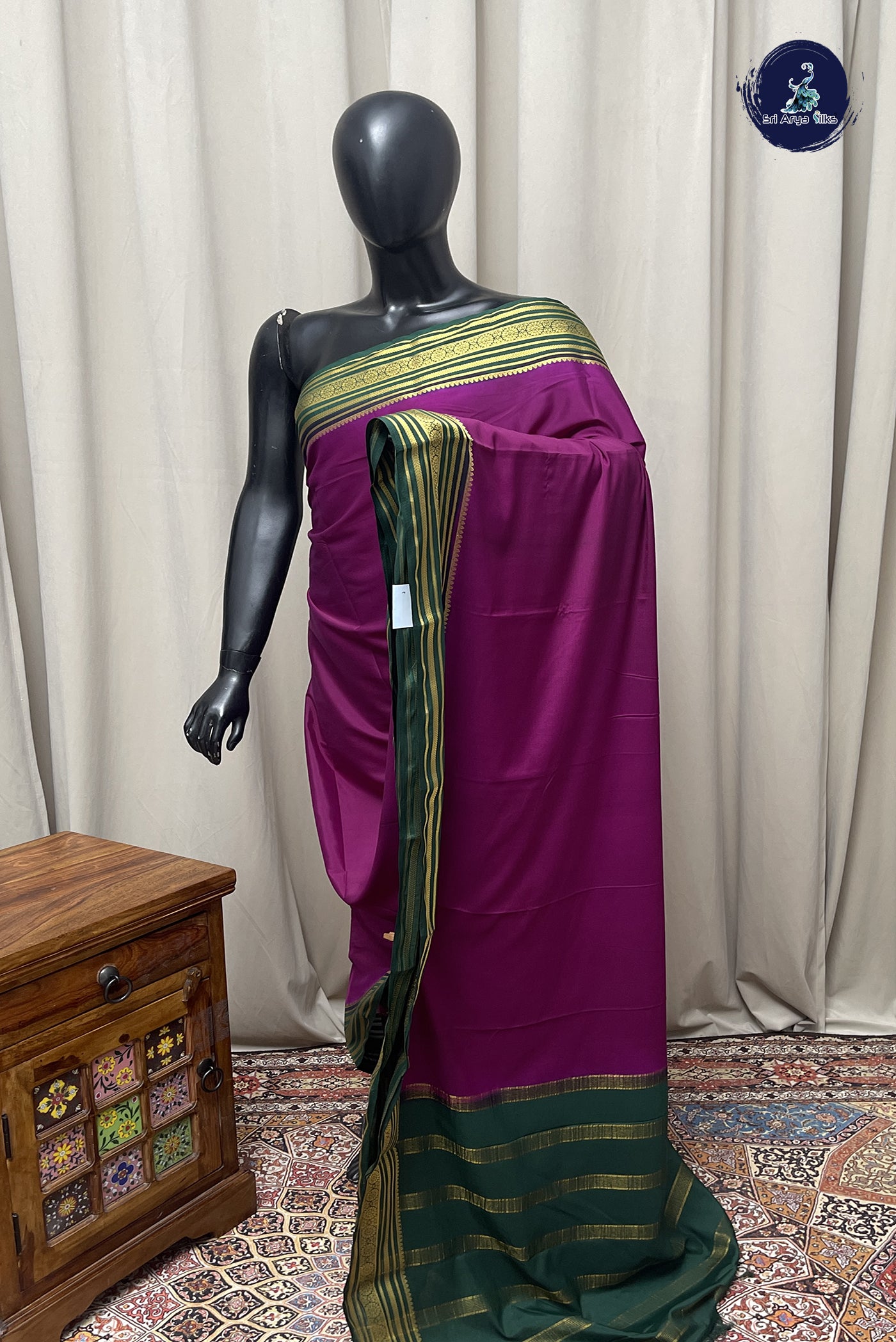 Jamun Semi Mysore Silk With Plain Pattern