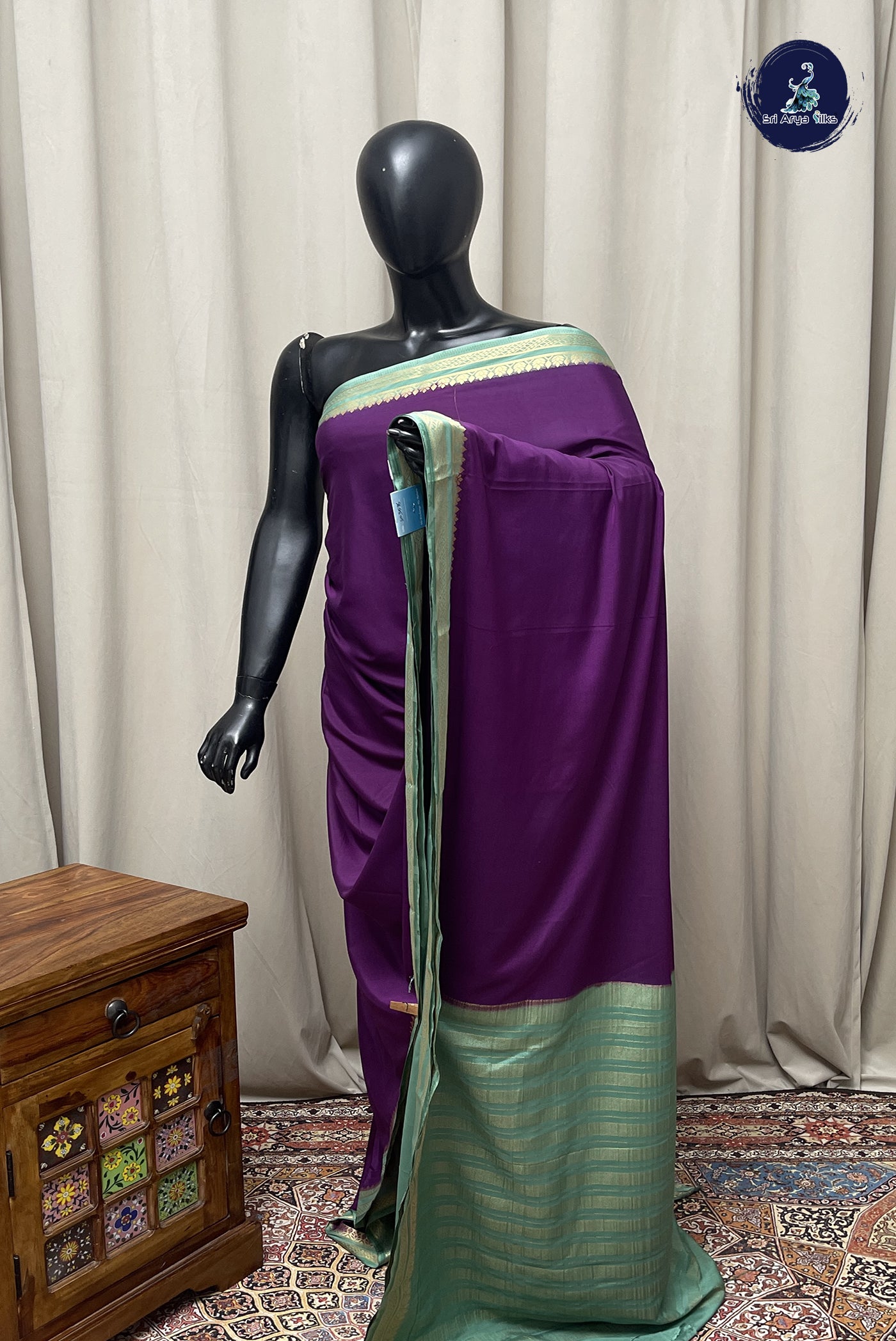 Jamun Semi Mysore Silk With Plain Pattern
