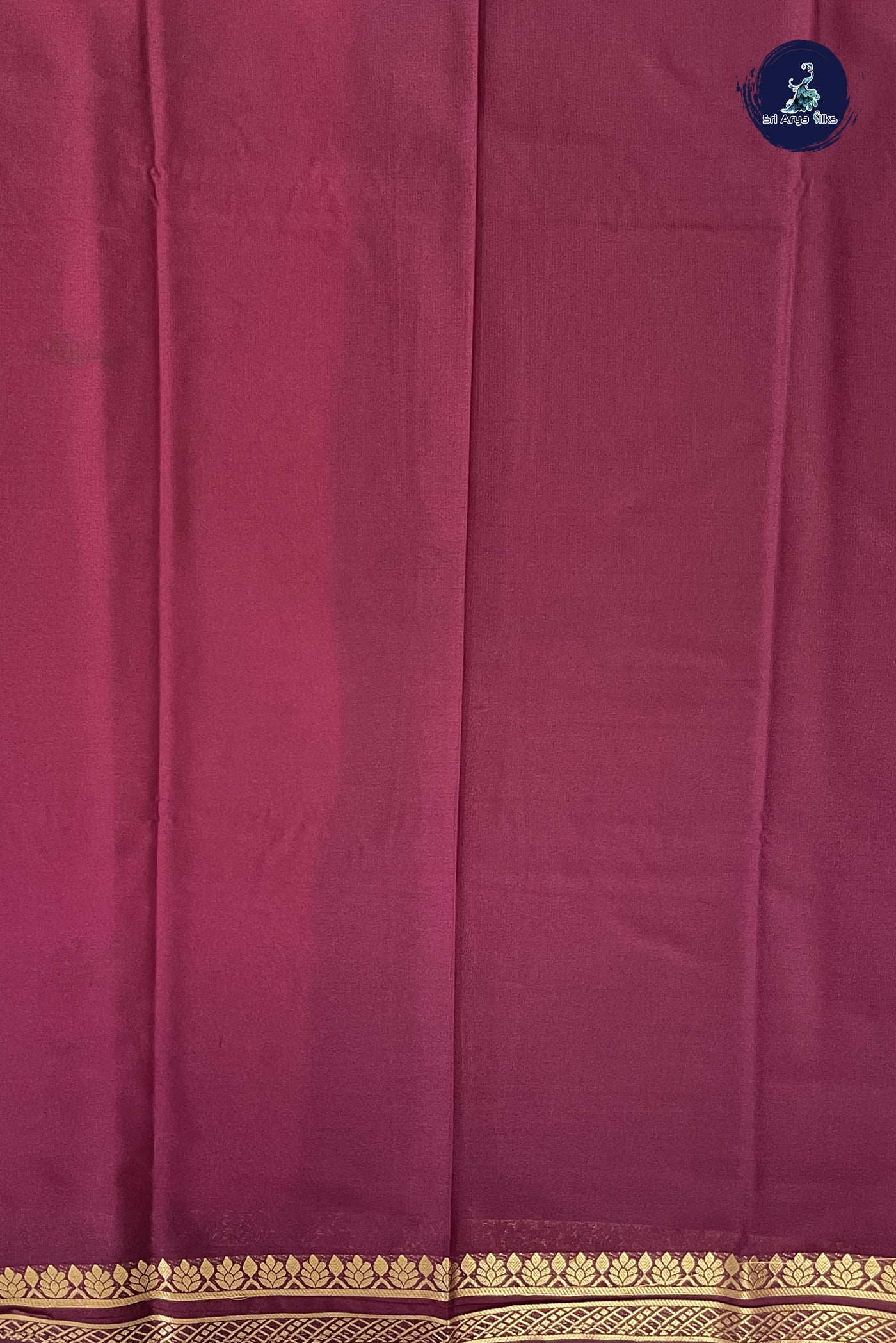 Dark Pink Semi Mysore Silk With Plain Pattern