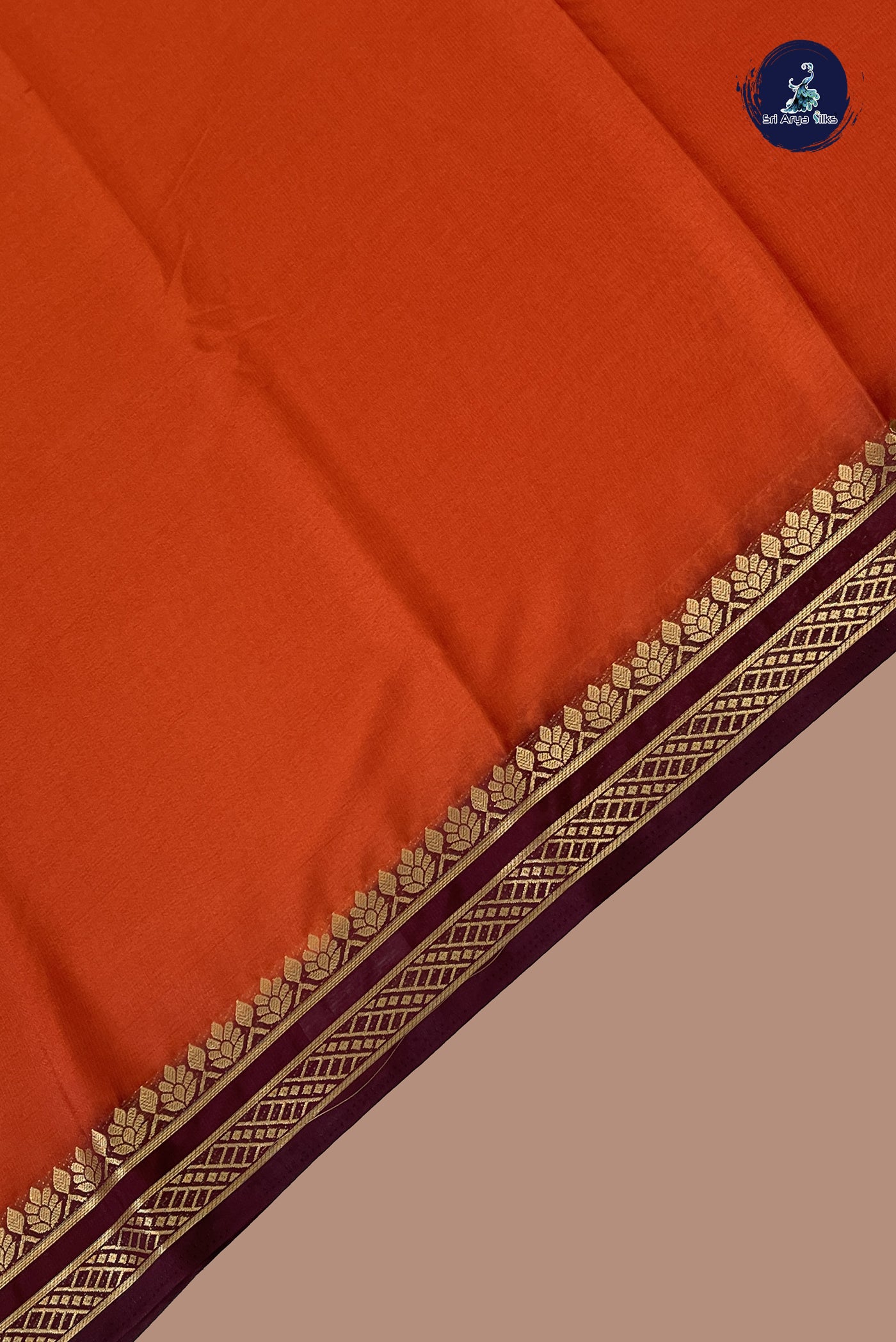 Rust Semi Mysore Silk With Plain Pattern
