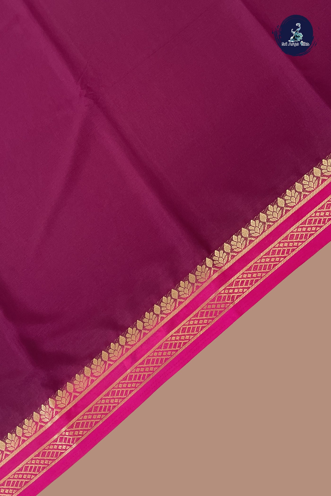 Maroon Semi Mysore Silk With Plain Pattern