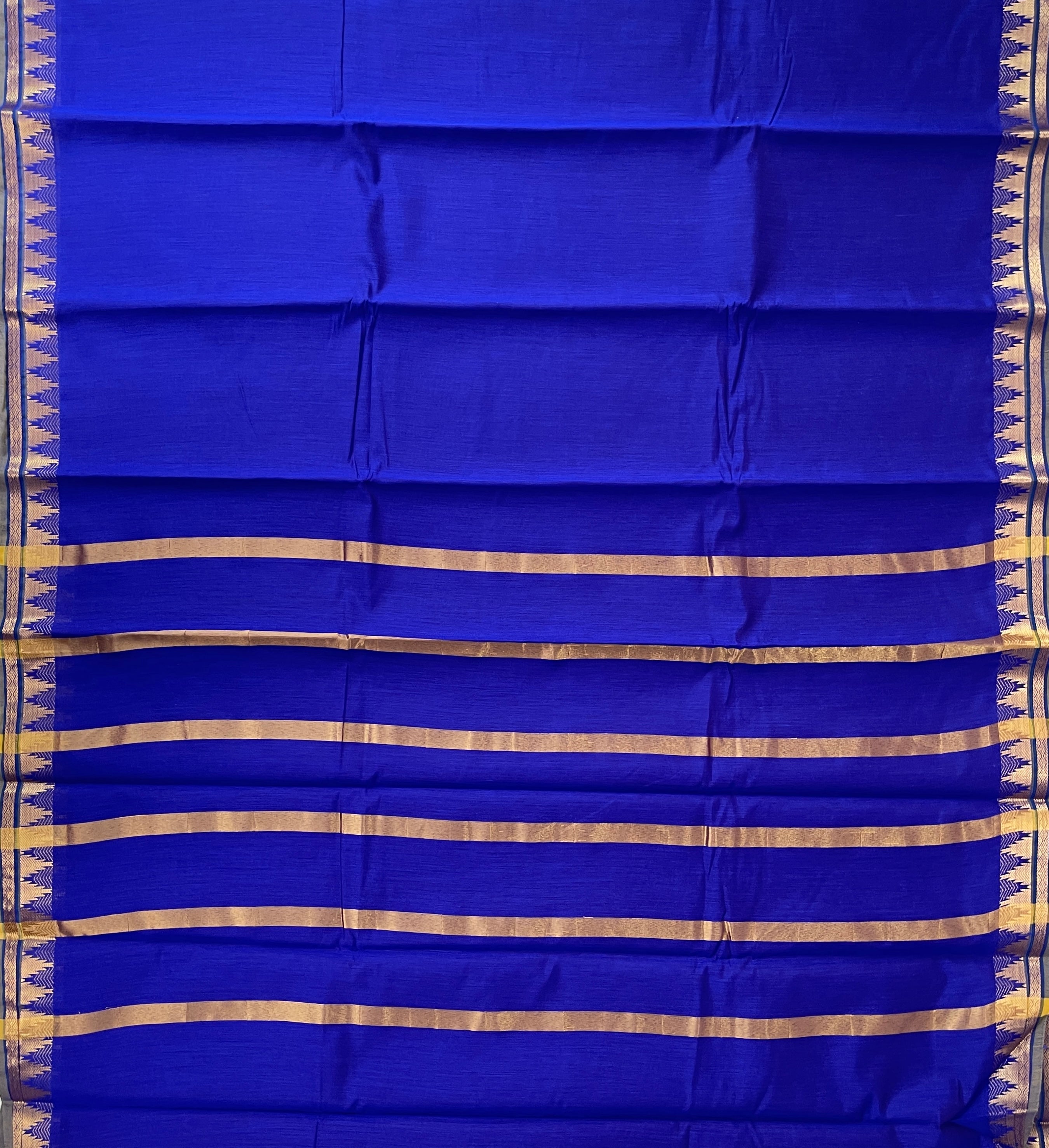 MS Blue Budget Semi Silk Cotton Saree With Plain Pattern