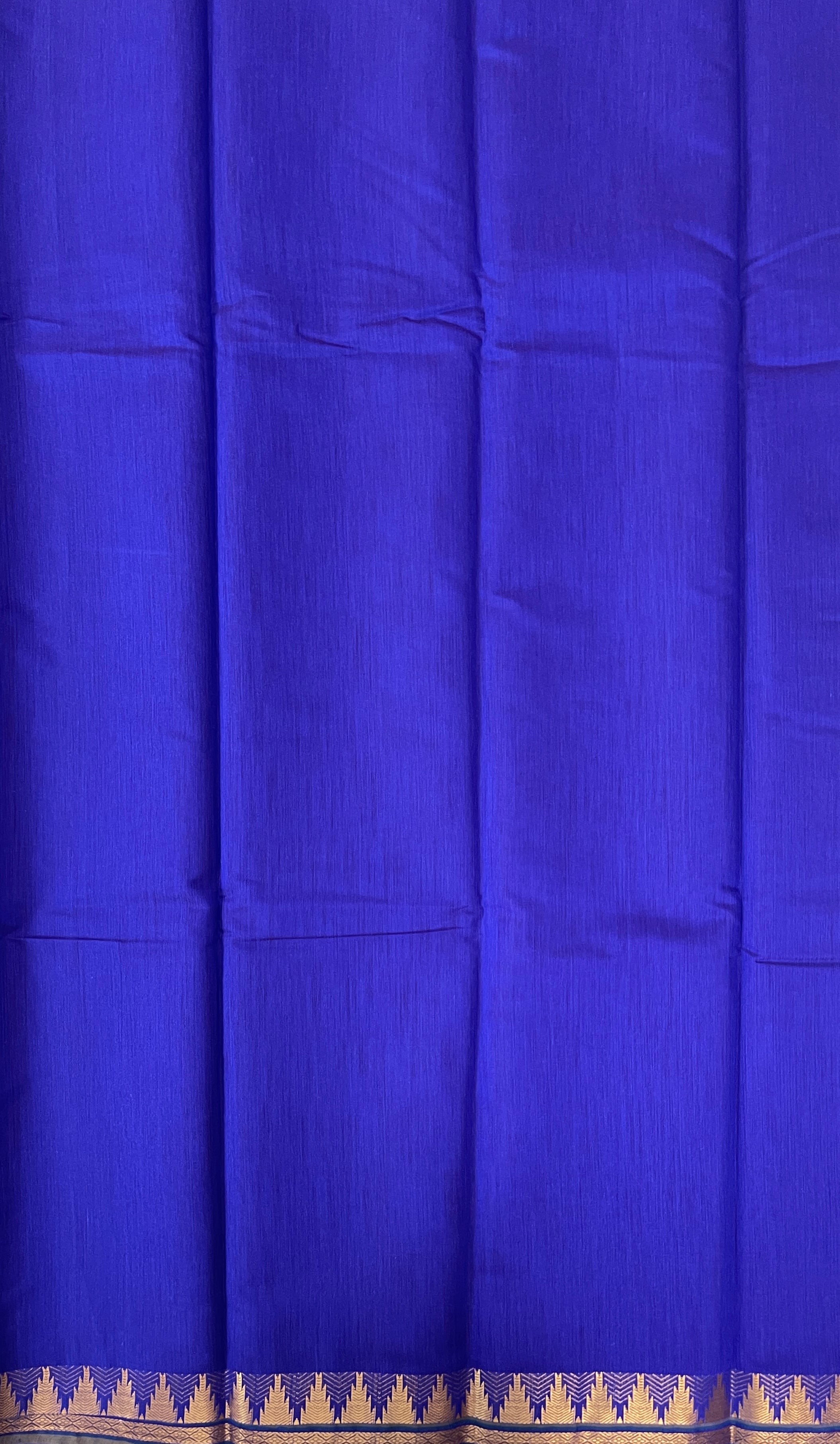 MS Blue Budget Semi Silk Cotton Saree With Plain Pattern