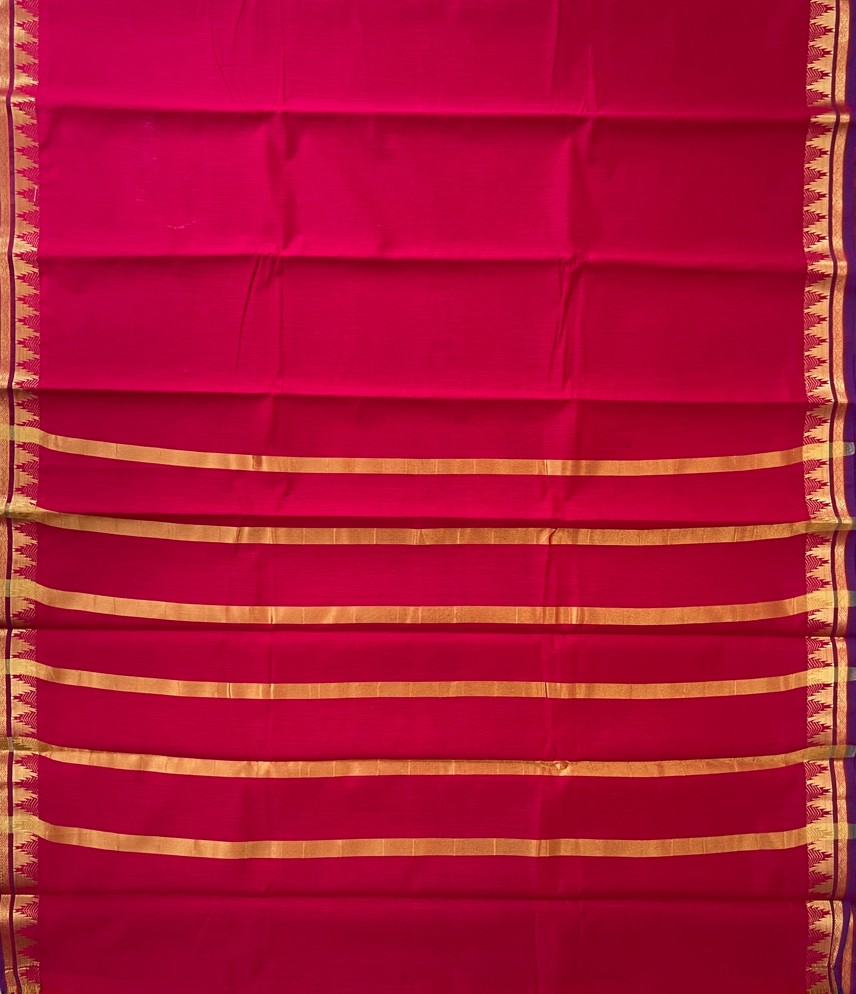 Pink Budget Semi Silk Cotton Saree With Plain Pattern