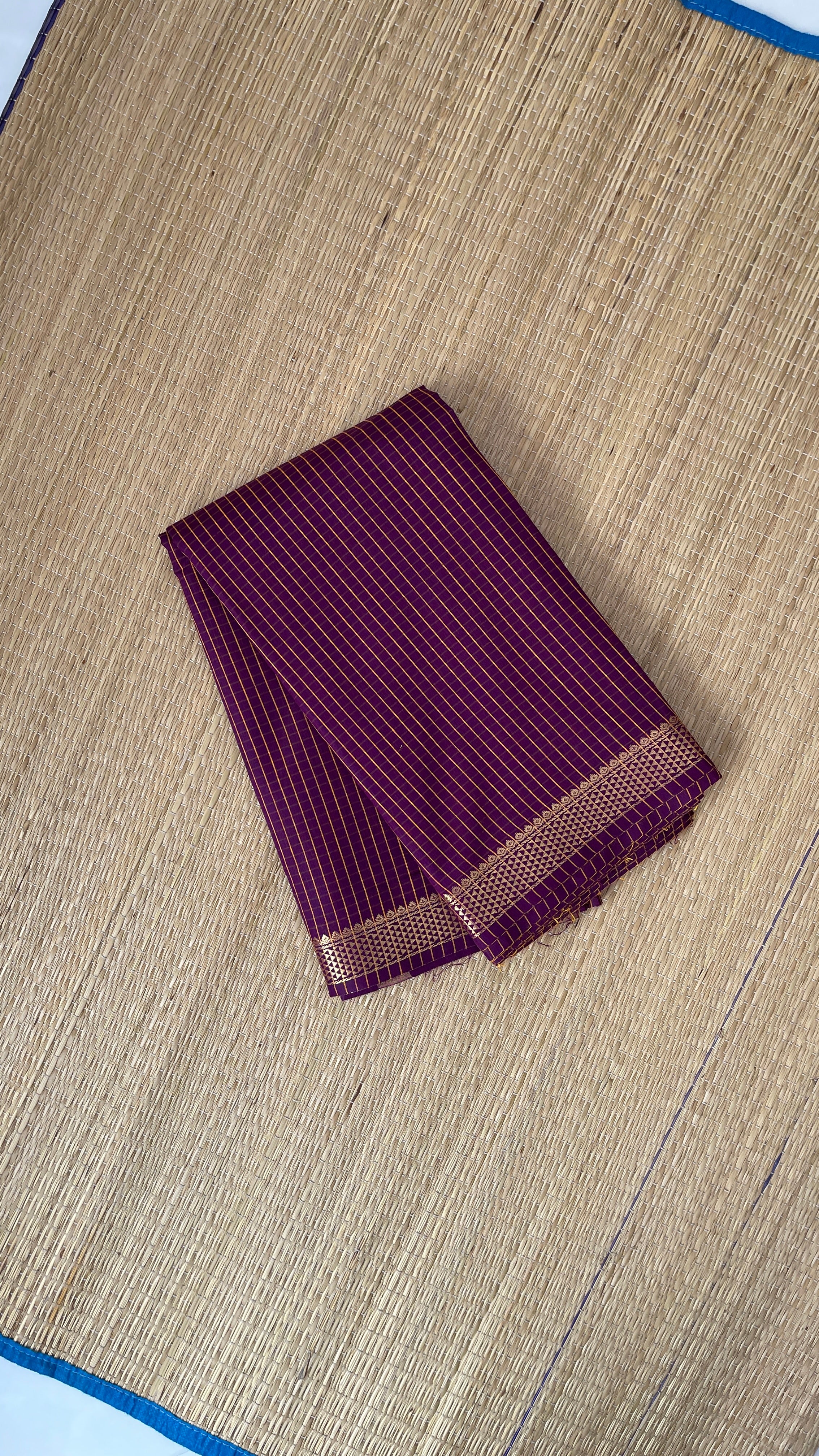 Wine Budget Semi Silk Cotton Saree With Checked Pattern