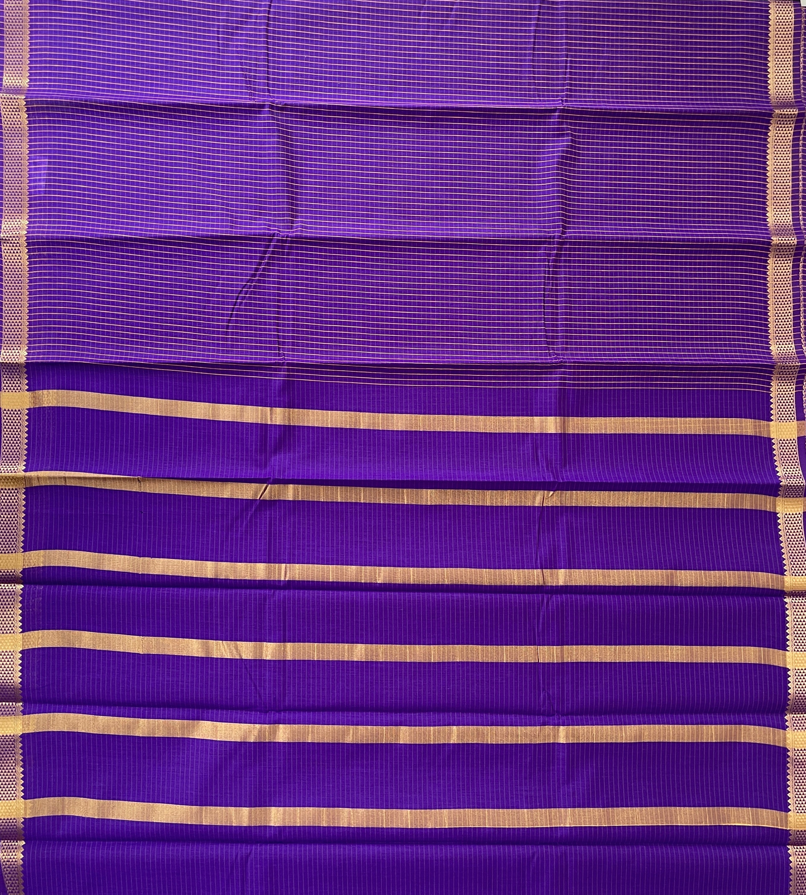 Violet Budget Semi Silk Cotton Saree With Checked Pattern