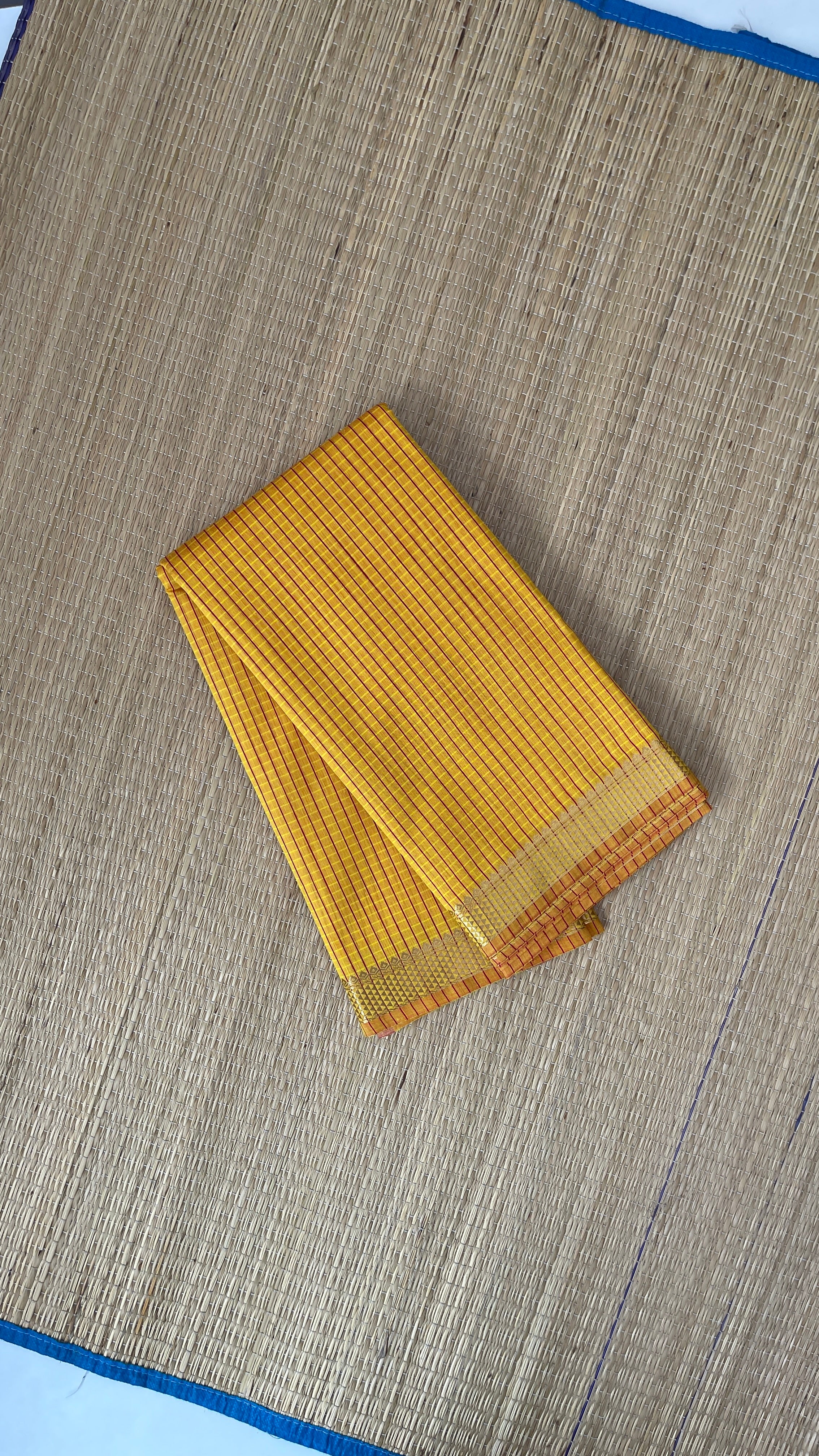 Yellow Budget Semi Silk Cotton Saree With Checked Pattern