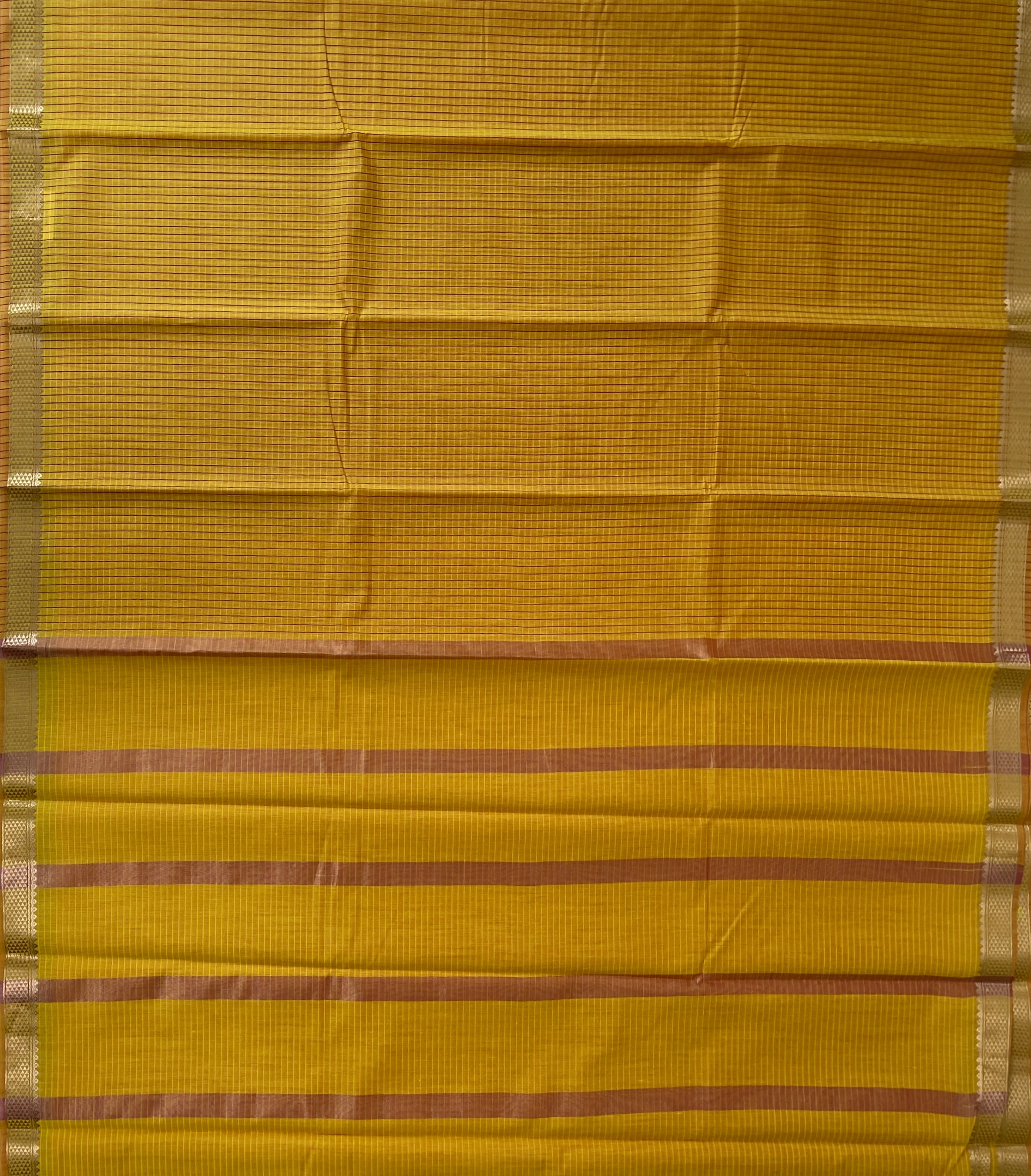 Yellow Budget Semi Silk Cotton Saree With Checked Pattern