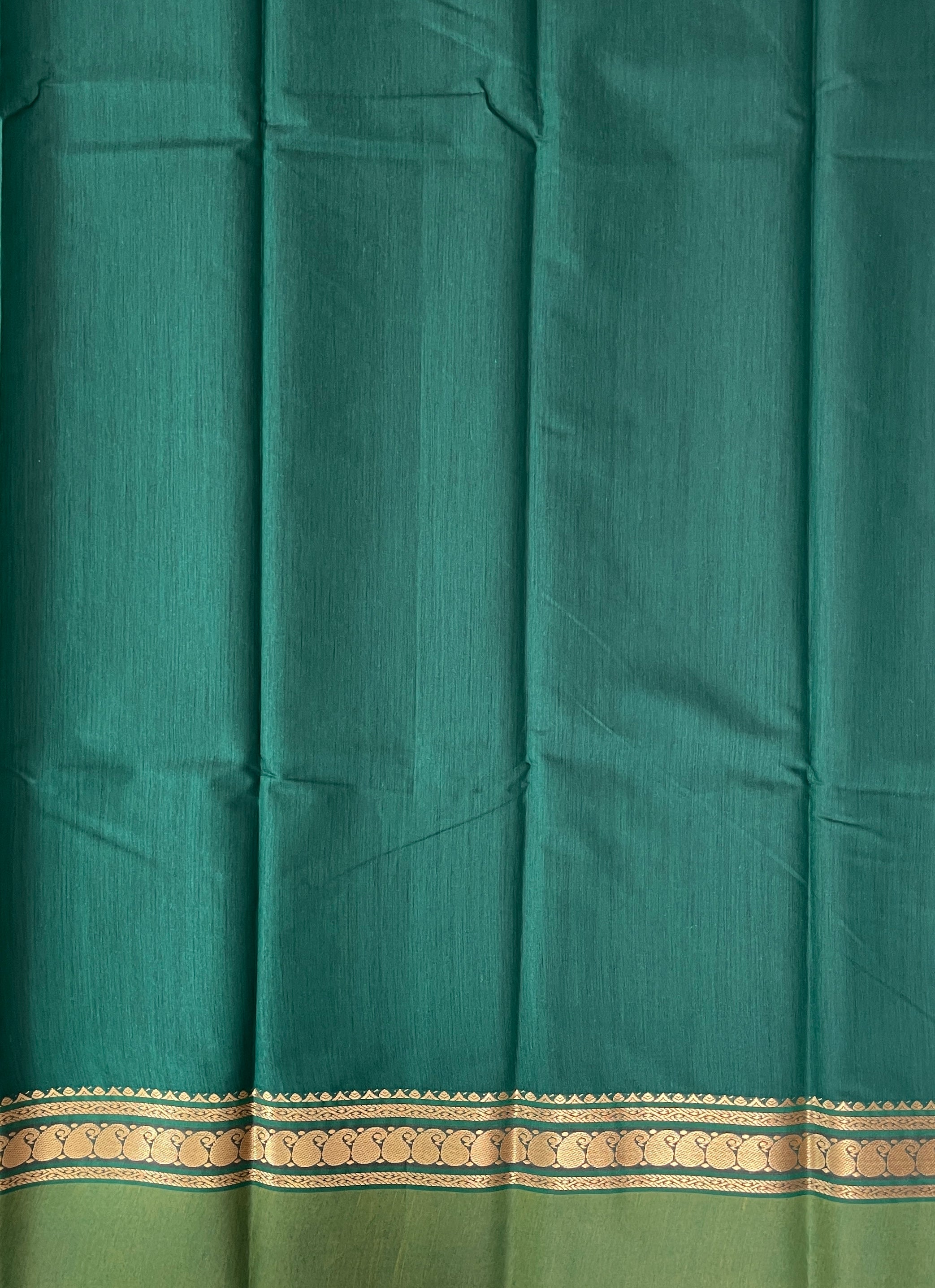 Dark Green Budget Semi Silk Cotton Saree With Zari Buttas Pattern