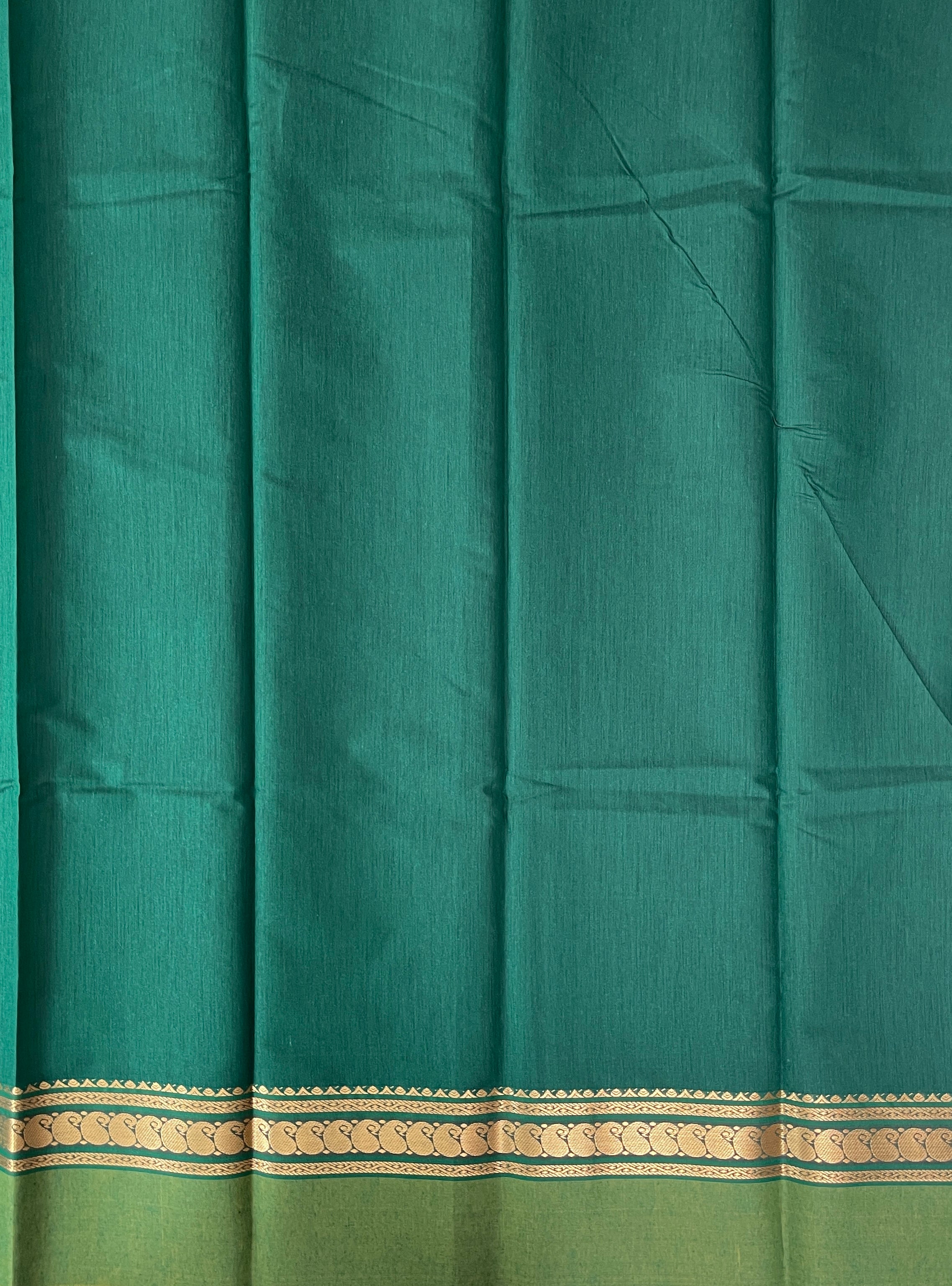 Dark Green Budget Semi Silk Cotton Saree With Zari Buttas Pattern