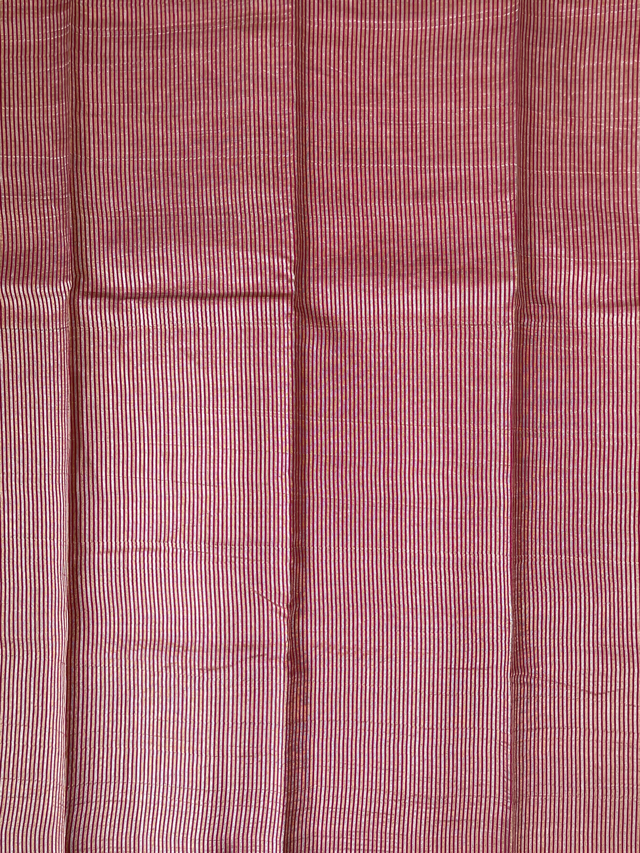 Dark Pink Semi Tussar Saree With Zari Buttas Pattern