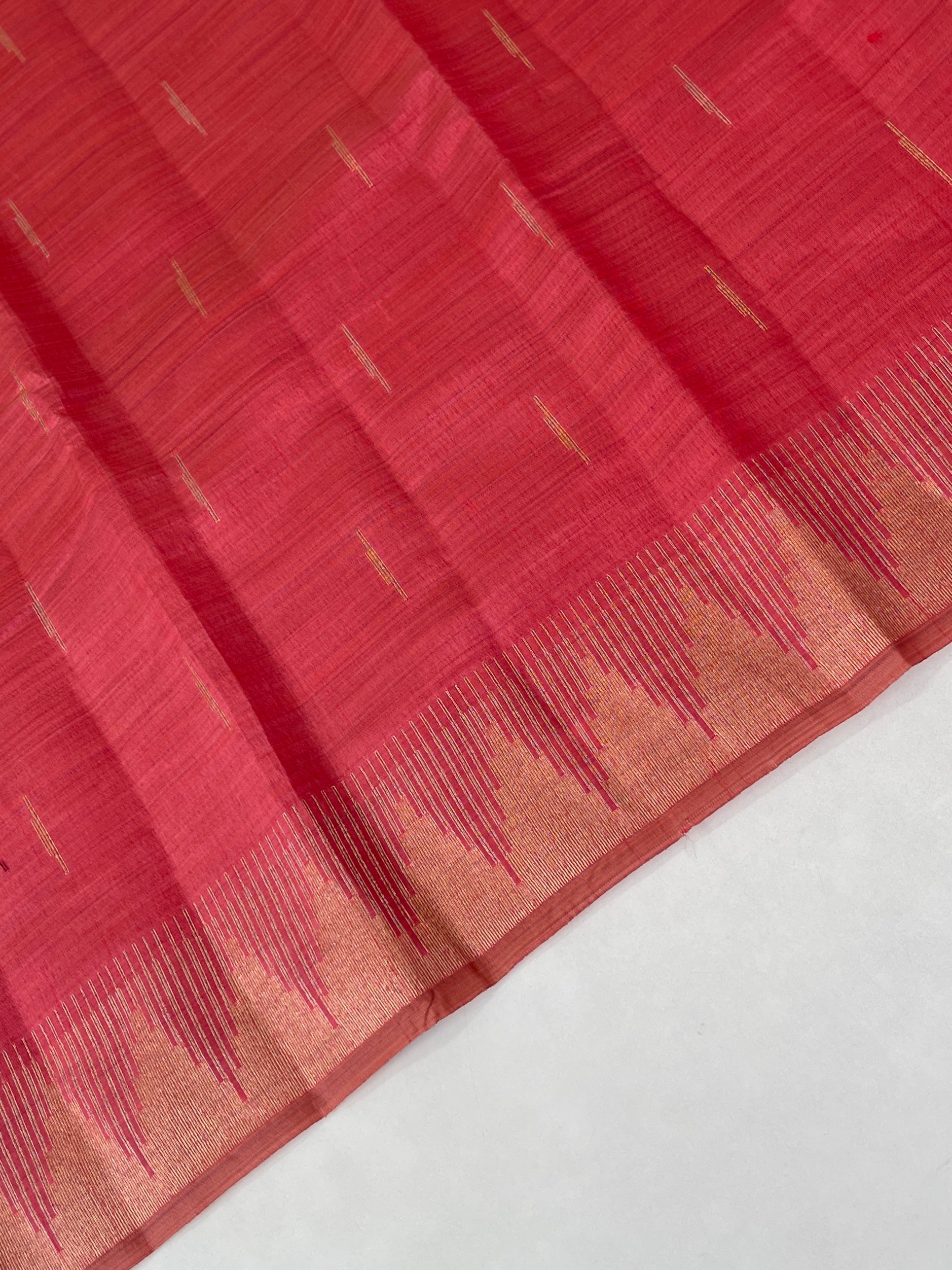 Pink Semi Tussar Saree With Zari Buttas Pattern