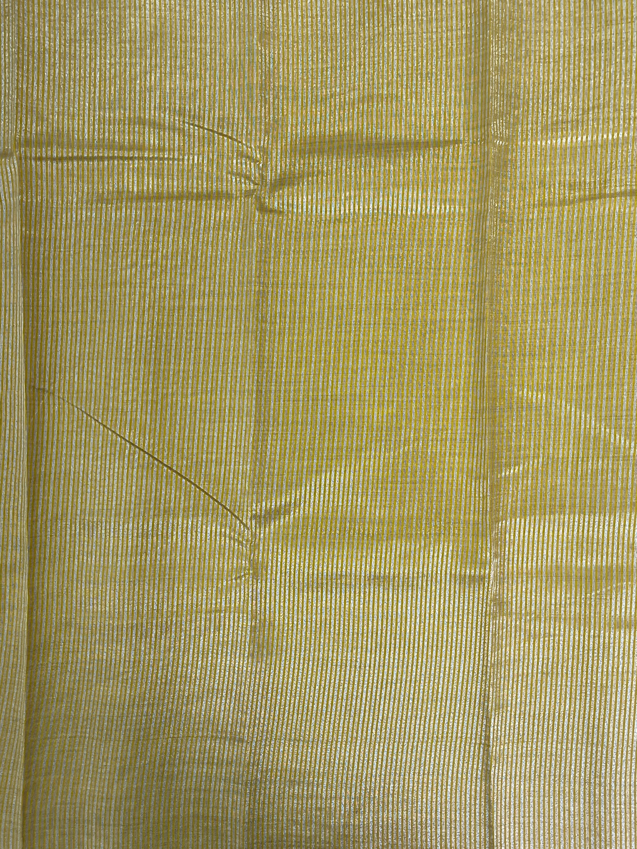 Mustard Yellow Semi Tussar Saree With Zari Buttas Pattern