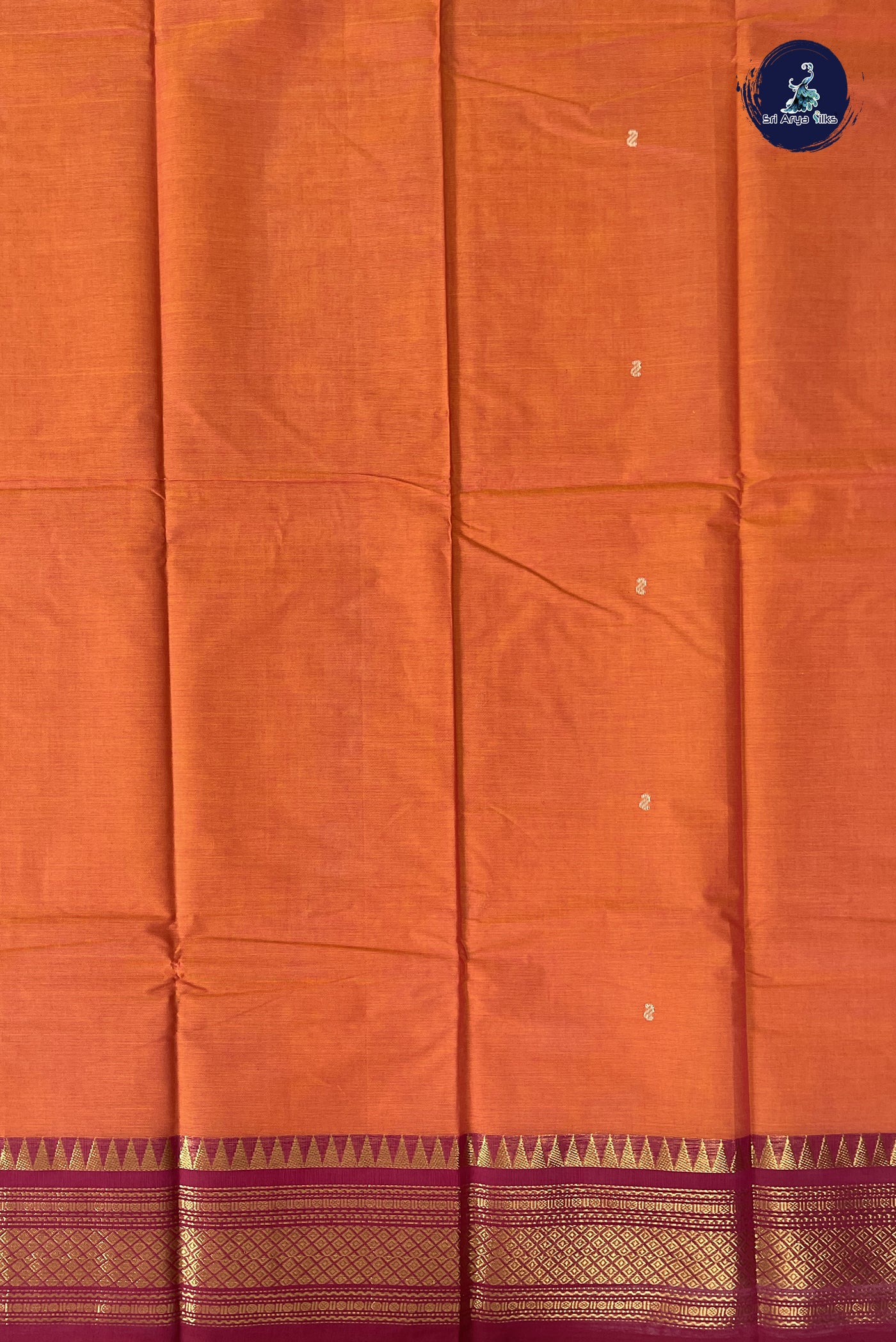 Orange Kanchi Cotton Saree With Buttas Pattern