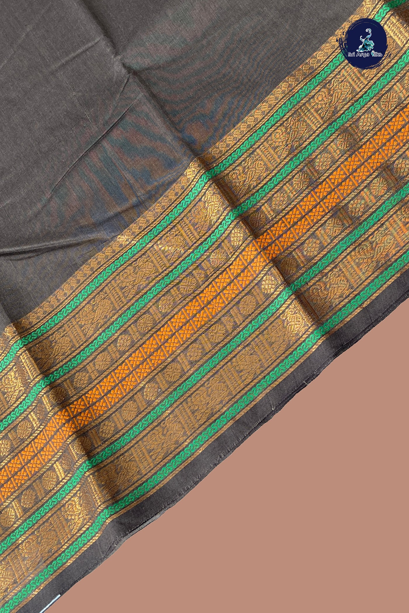 Elephant Grey Kanchi Cotton Saree With Plain Pattern