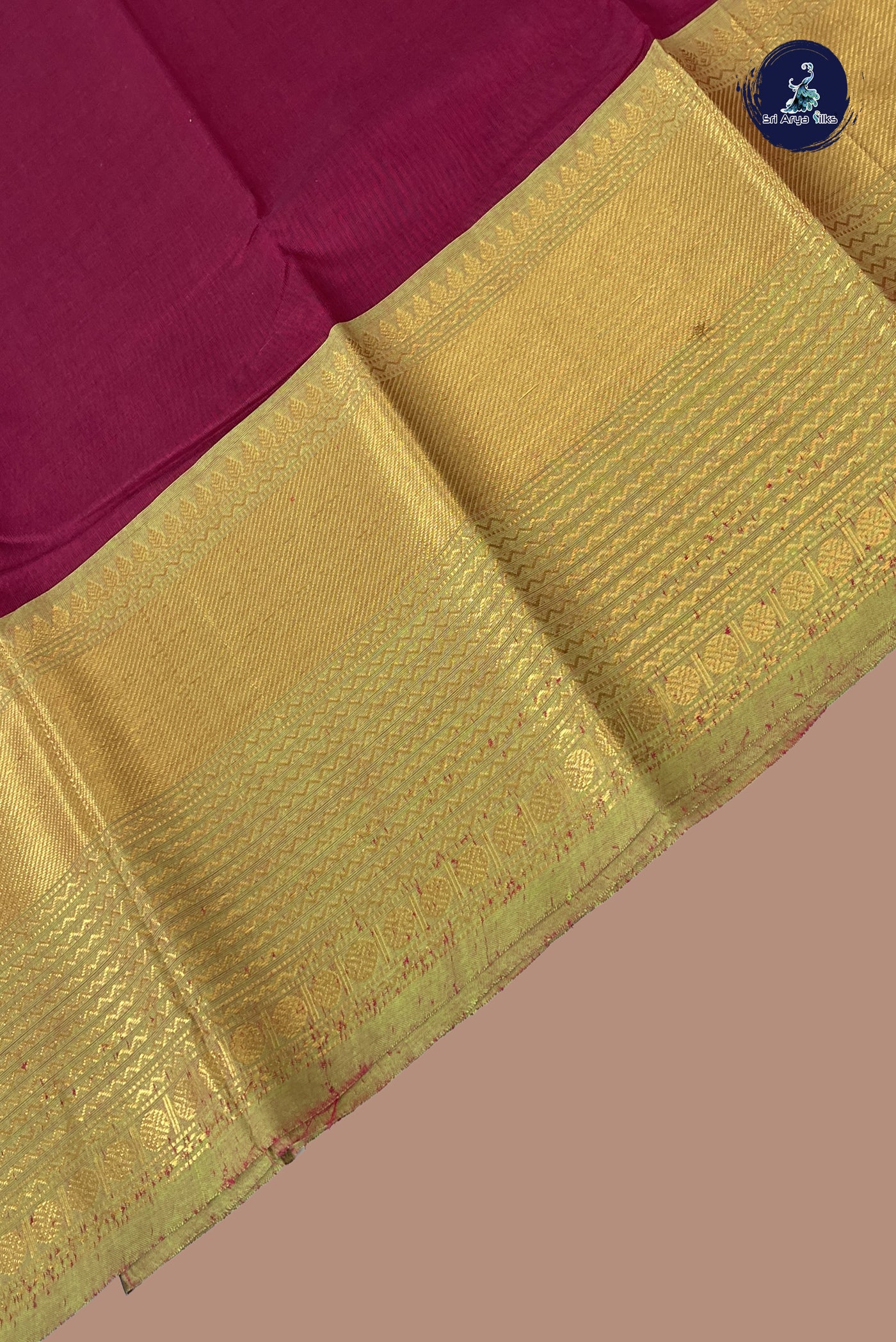 BeetRoot Shade Kanchi Cotton Saree With Plain Pattern