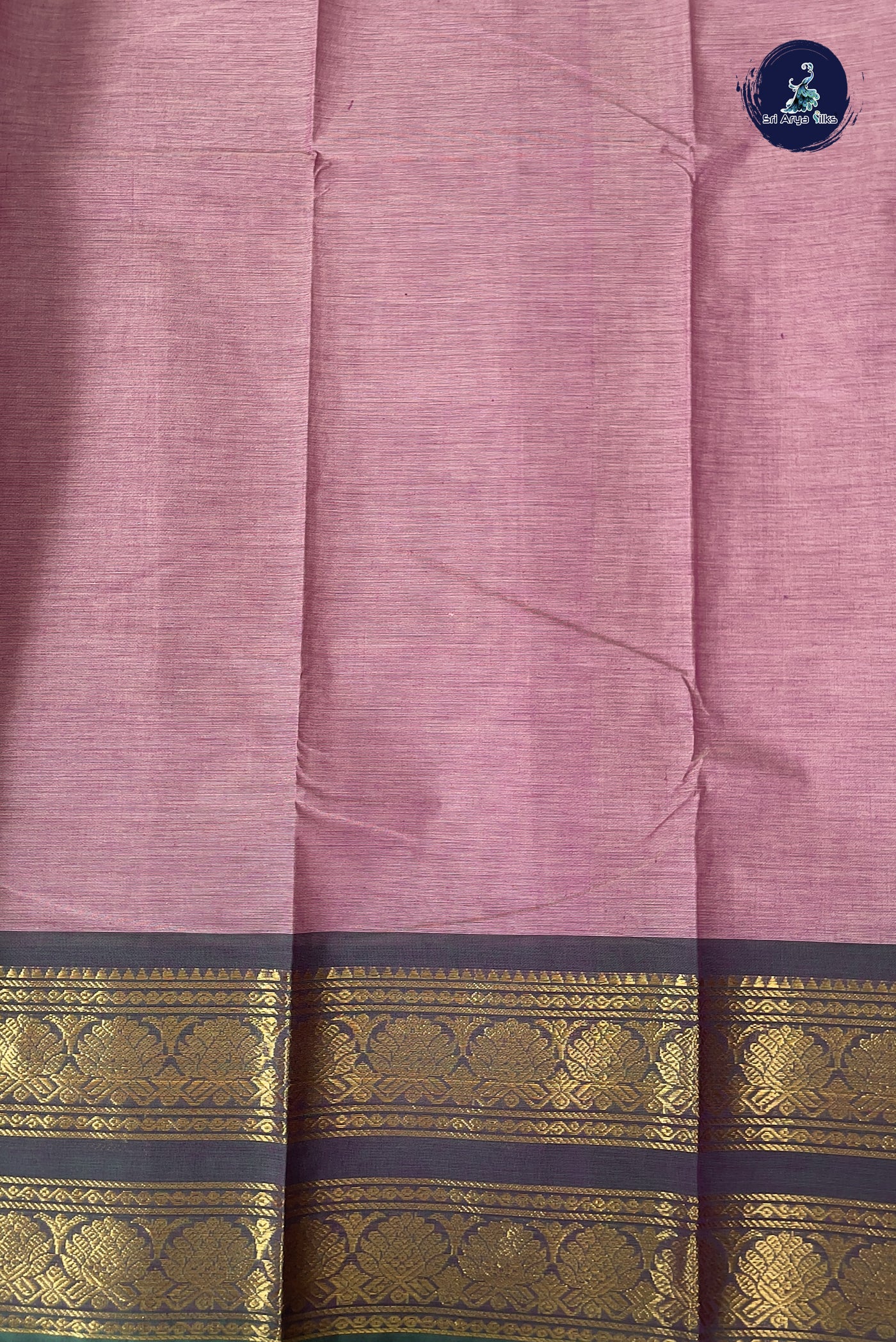 Pastel Shade Kanchi Cotton Saree With Plain Pattern