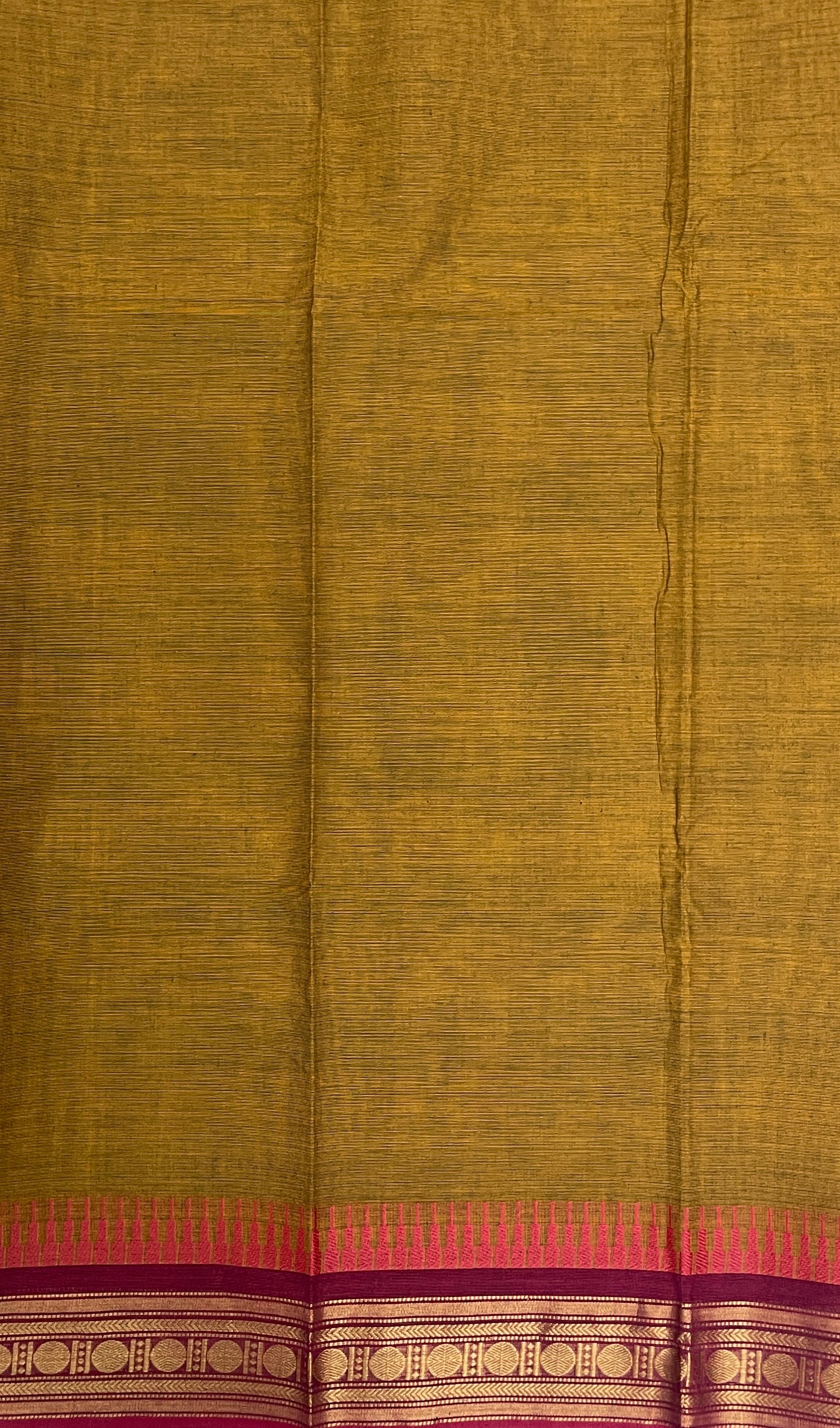 Honey Brown  Kanchi Cotton Saree With Plain Pattern