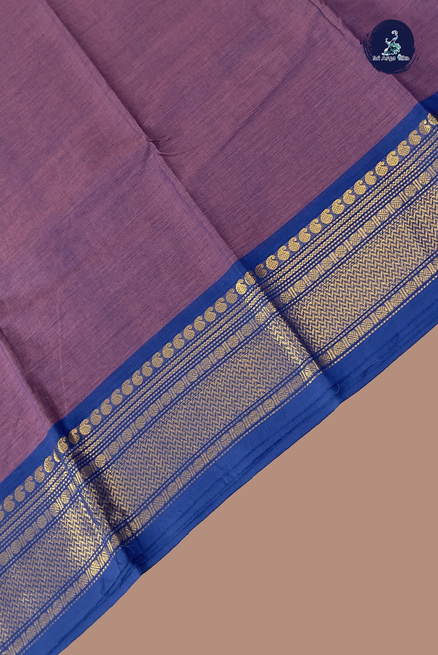 Burgundy Kanchi Cotton Saree With Plain Pattern