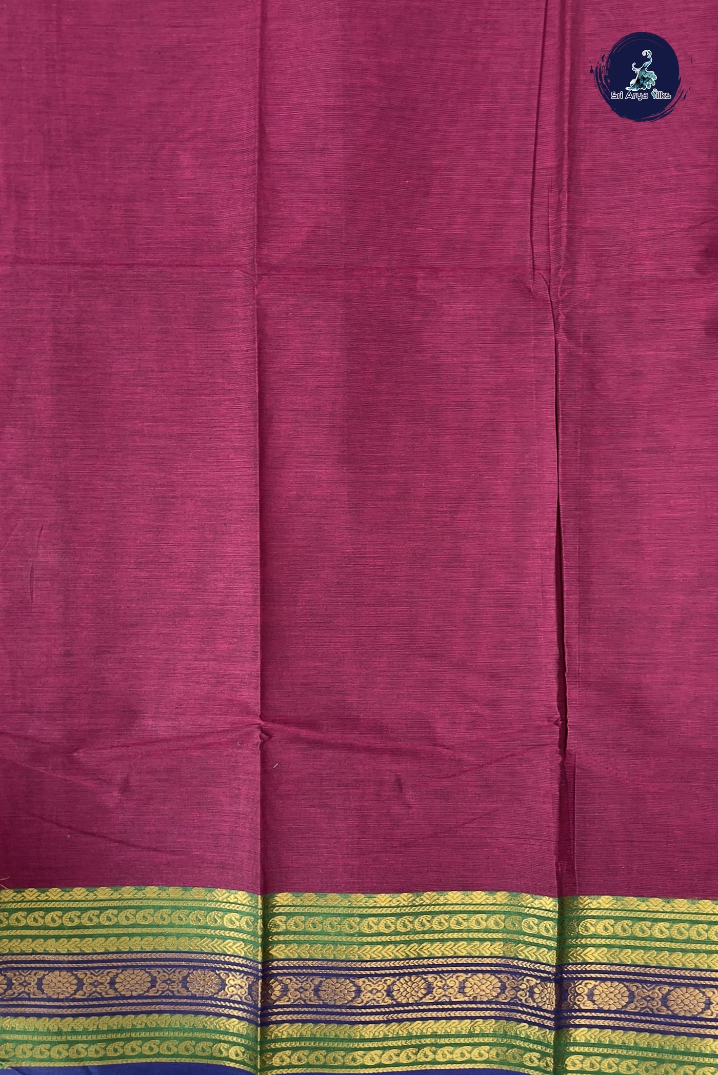 Pinkish Maroon Kanchi Cotton Saree With Plain Pattern