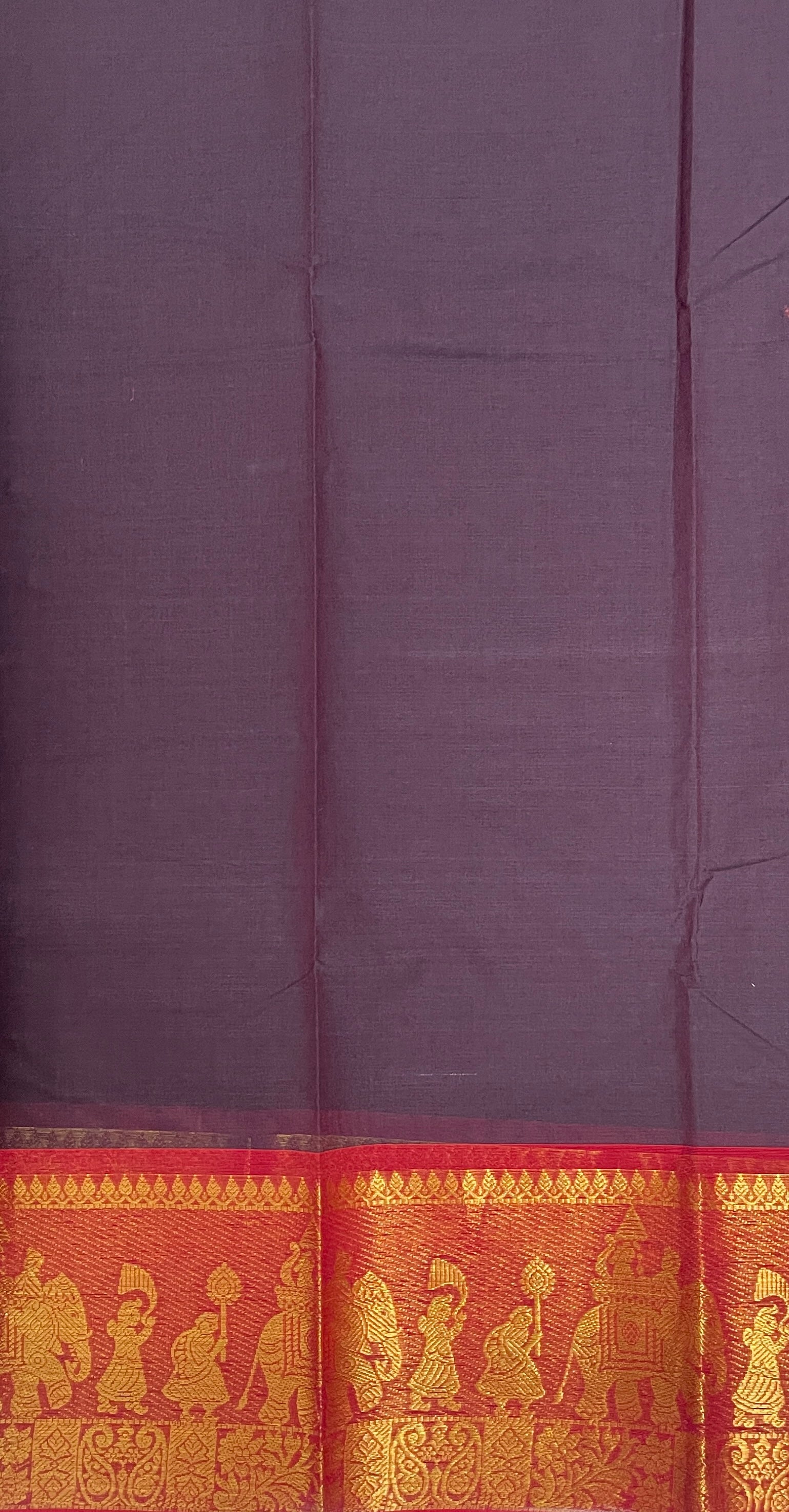 Coffee Brown Kanchi Cotton Saree With Plain Pattern