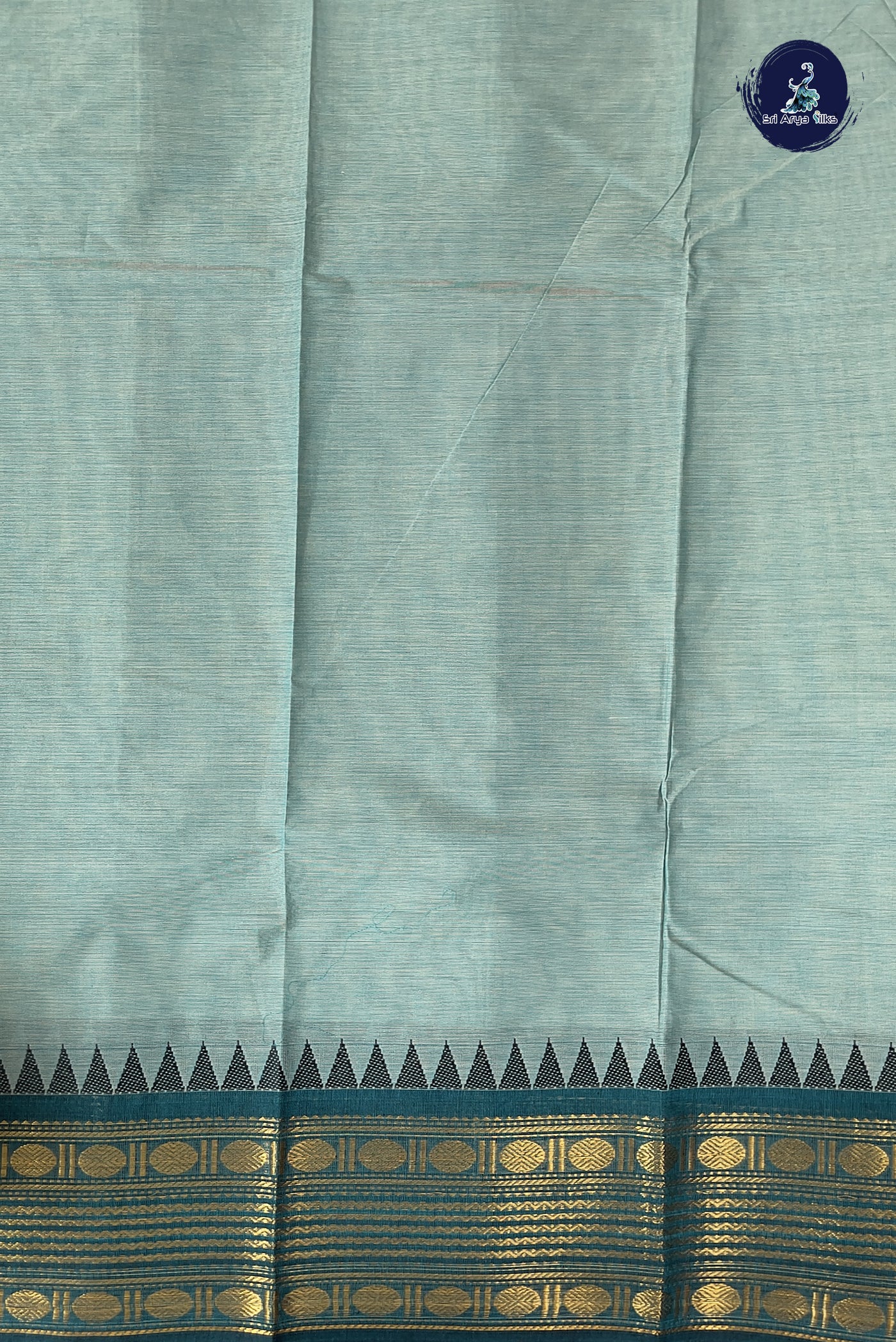 Pastel Shade Kanchi Cotton Saree With Plain Pattern