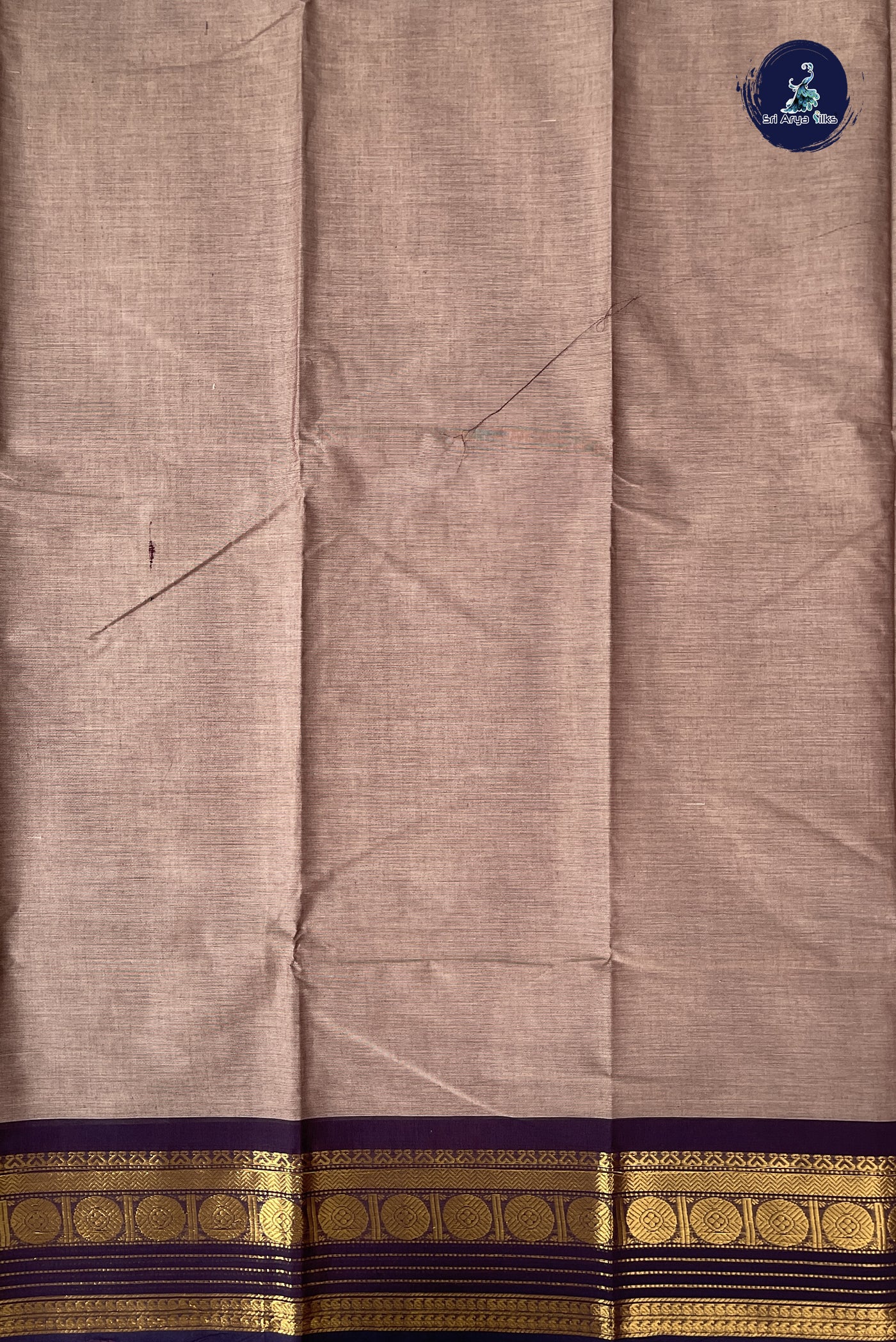 Light Brown Kanchi Cotton Saree With Plain Pattern
