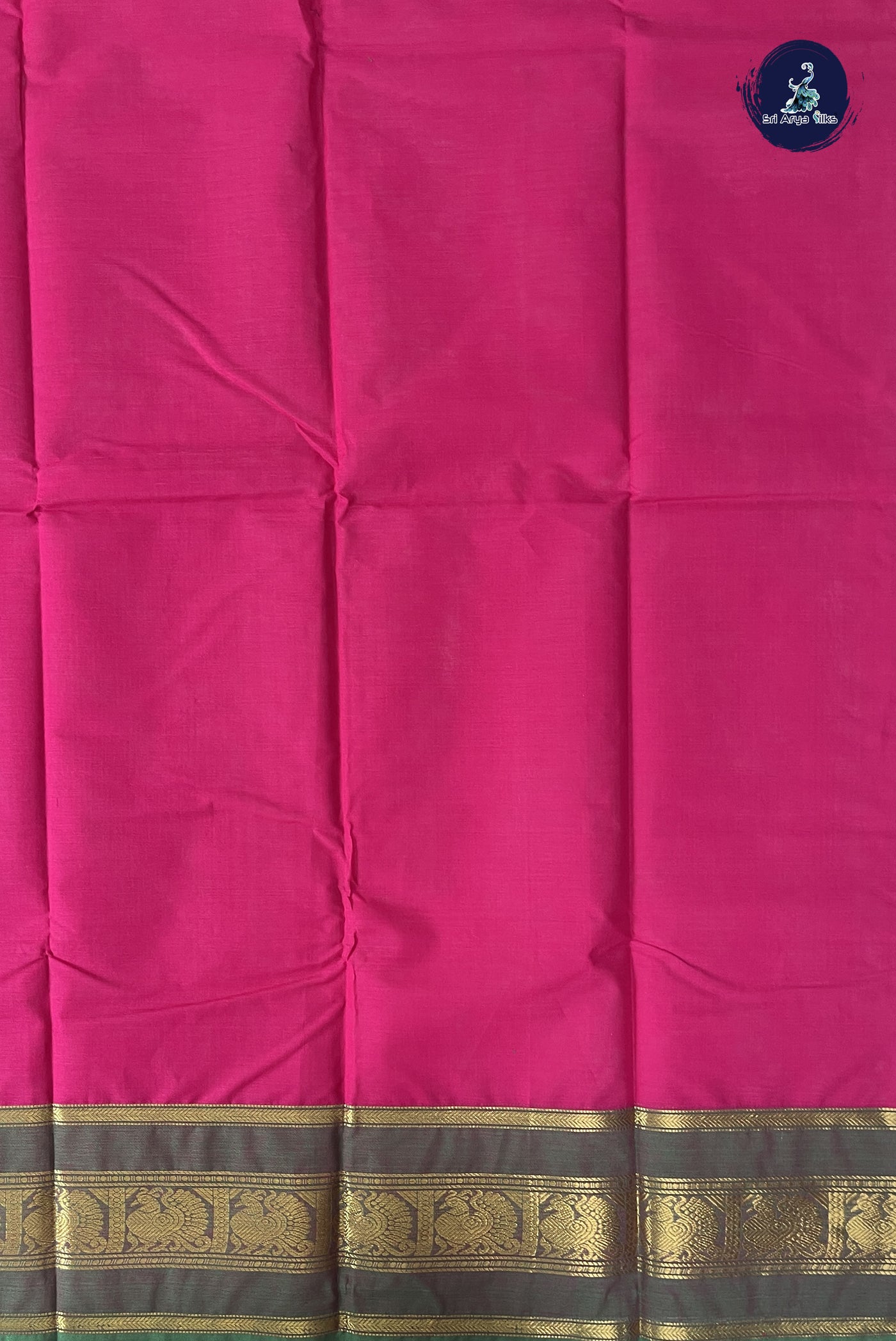 Rani Pink Kanchi Cotton Saree With Plain Pattern