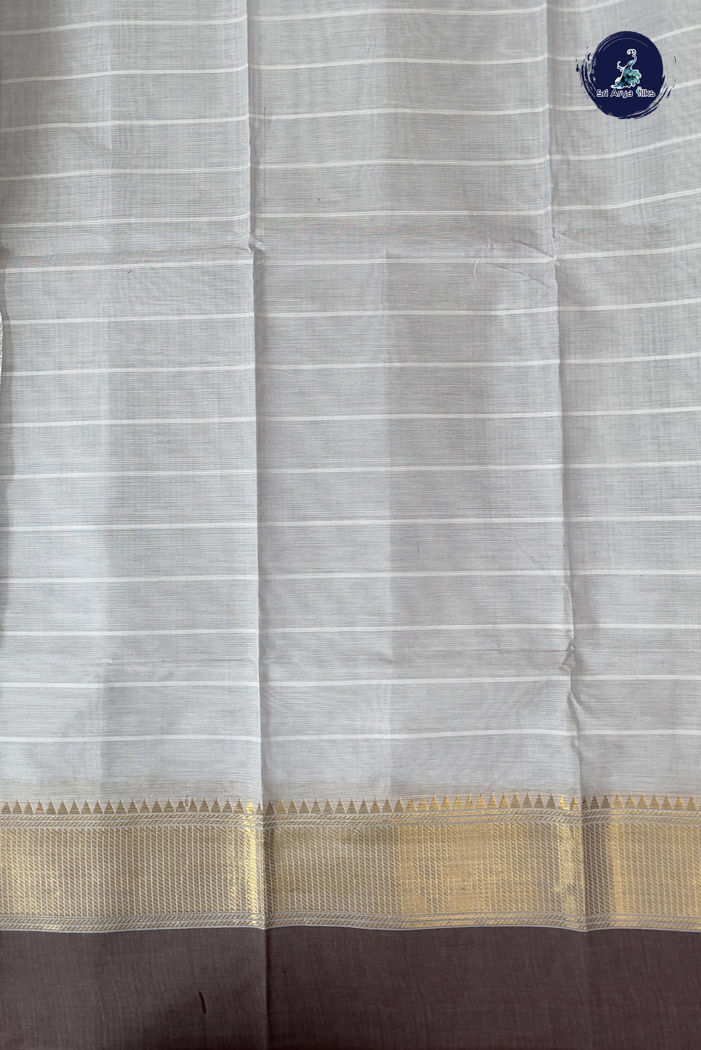 Powder Blue Kanchi Cotton Saree With Stripes Pattern