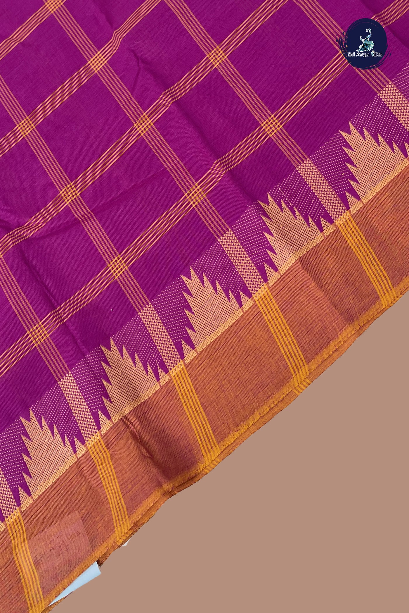 Vadamalli Chettinad Cotton Saree With Checked Pattern