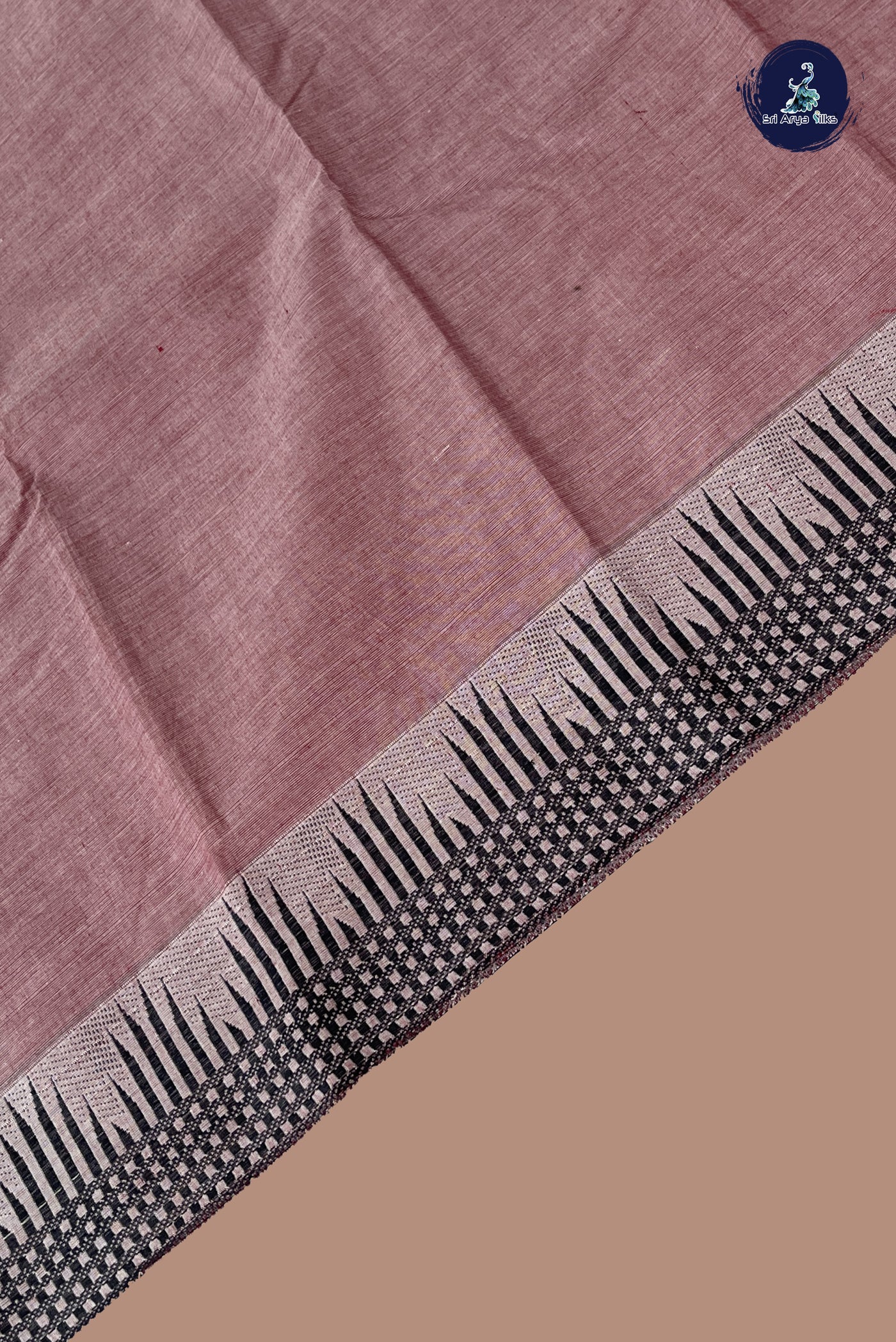 Onion Pink Chettinad Cotton Saree With Plain Pattern