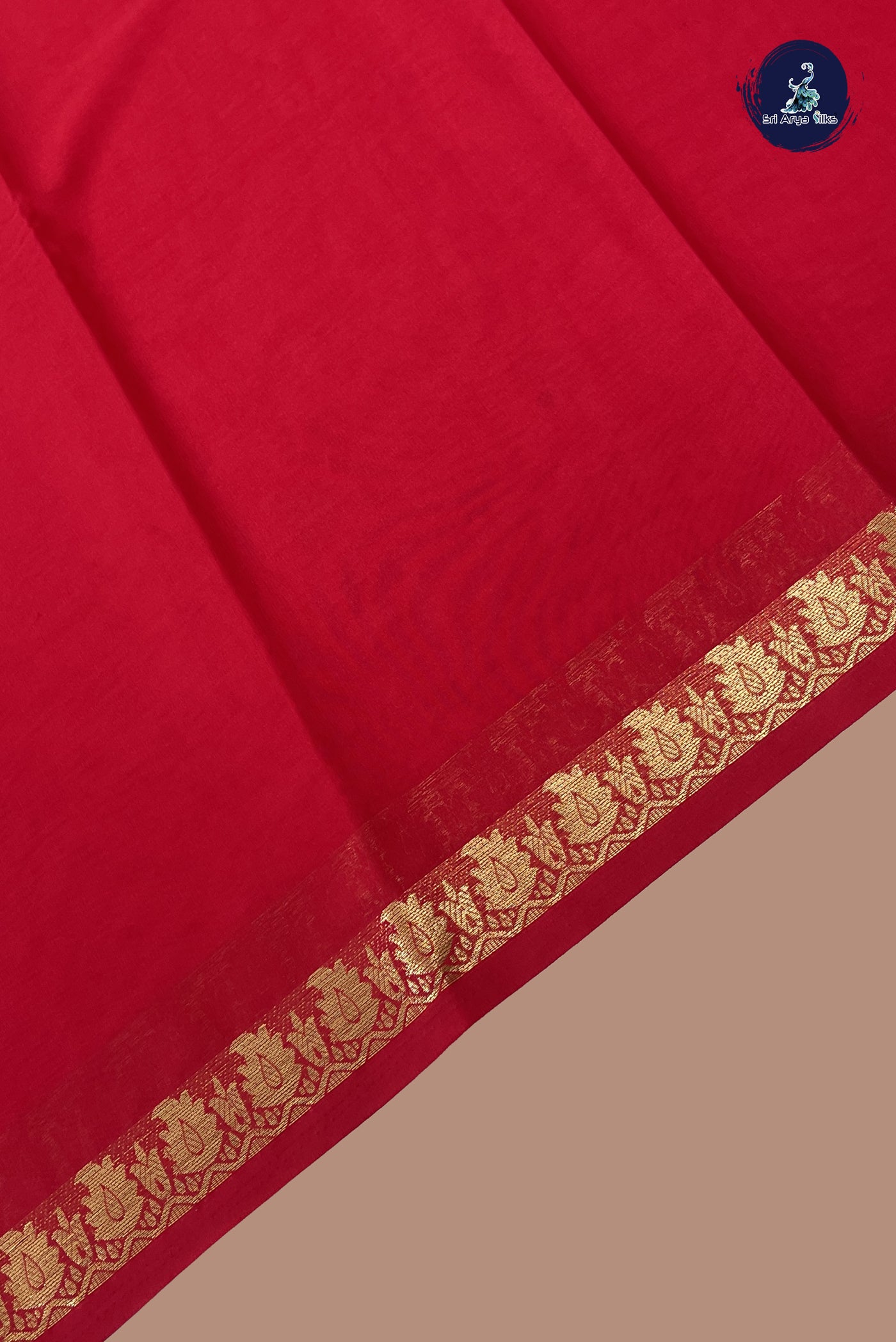 Reddish Pink Semi Mysore Silk With Plain Pattern