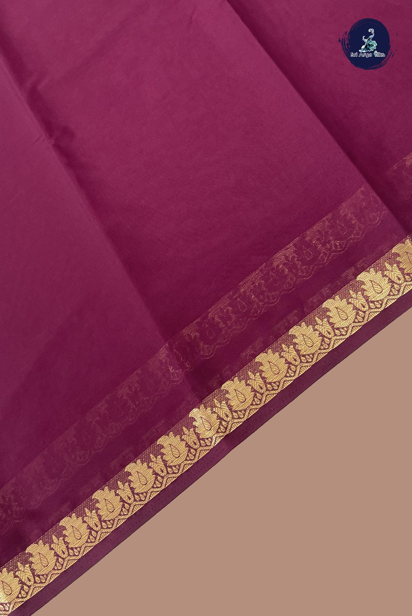 Burgundy Semi Mysore Silk With Plain Pattern