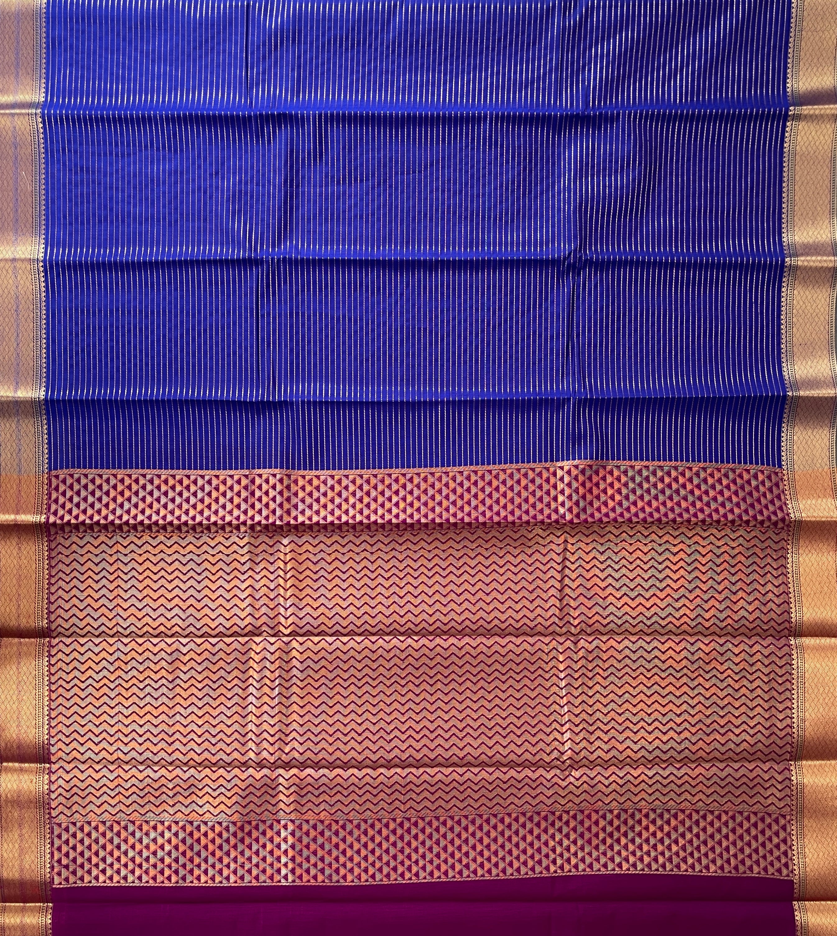 MS Blue Budget Semi Silk Cotton Saree With Vaira Oosi Pattern