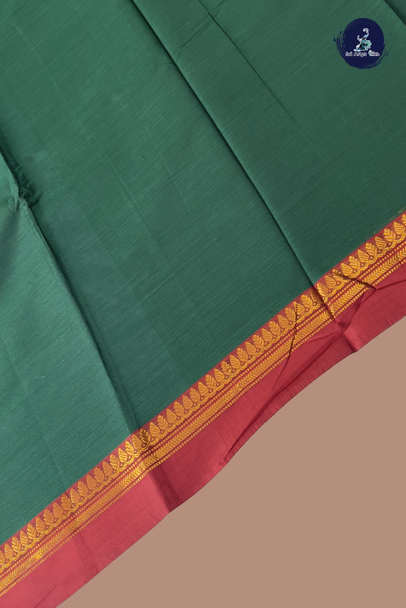 Green Budget Semi Silk Cotton Saree With Plain Pattern
