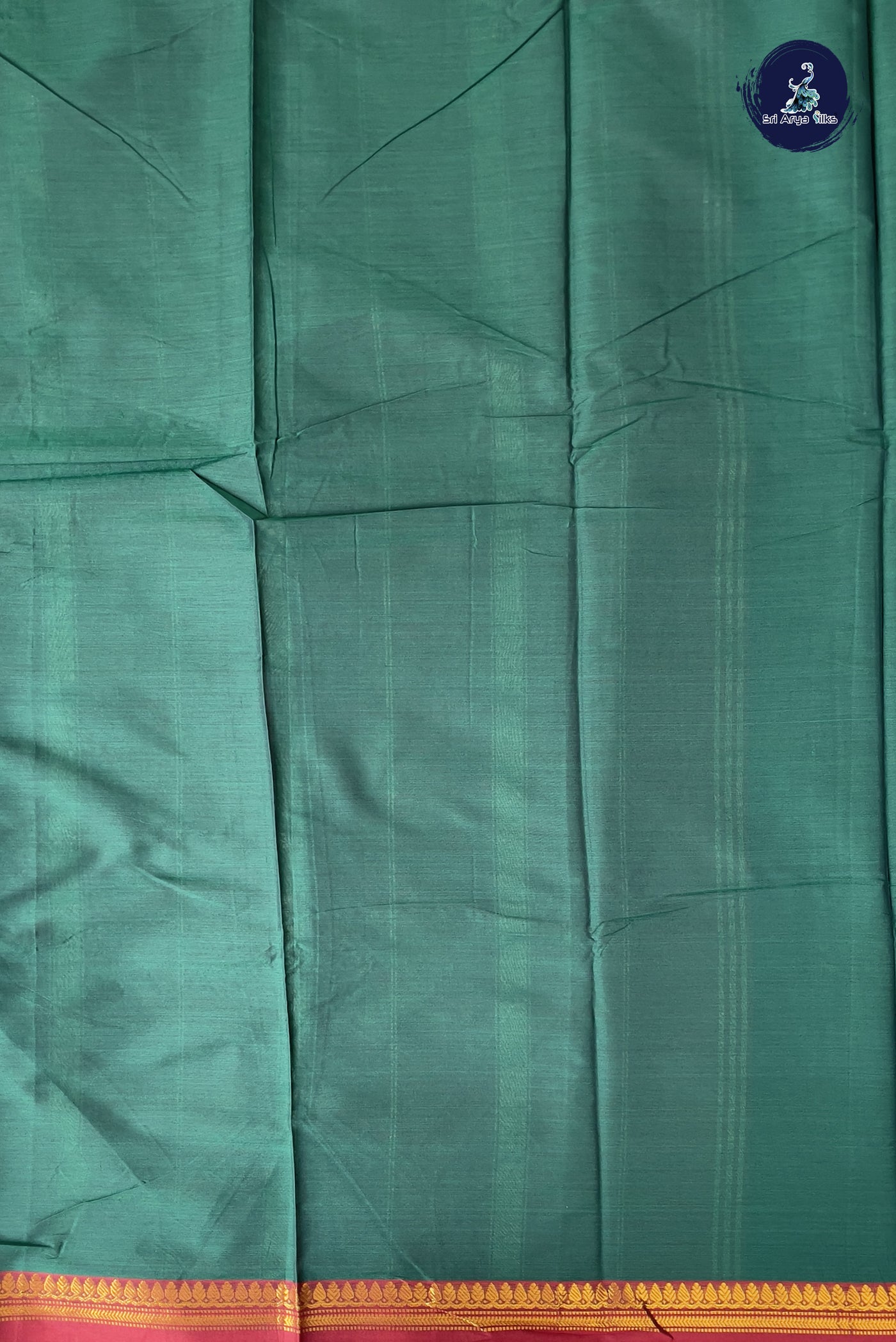 Green Budget Semi Silk Cotton Saree With Plain Pattern