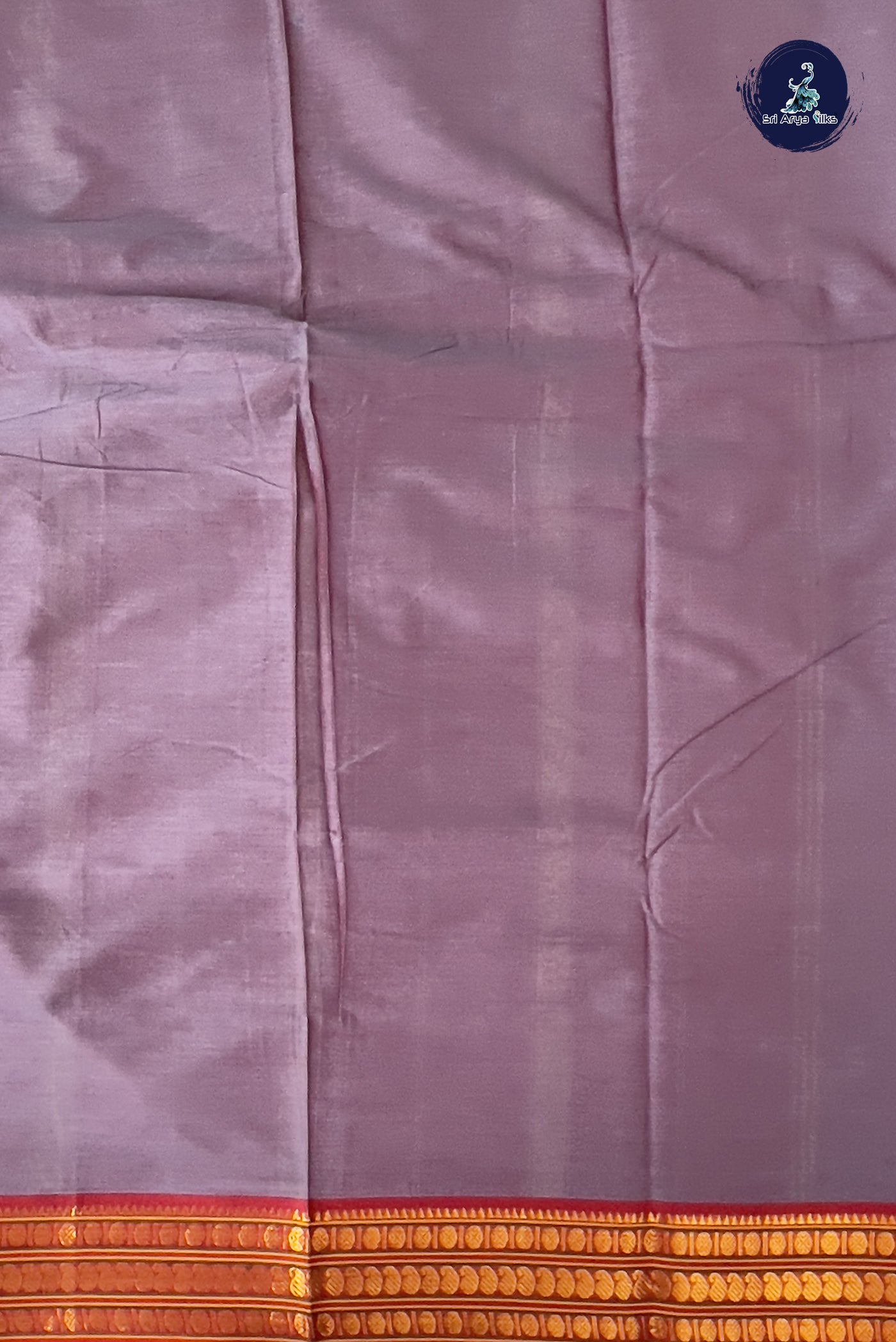 Greyish Purple Budget Semi Silk Cotton Saree With Plain Pattern