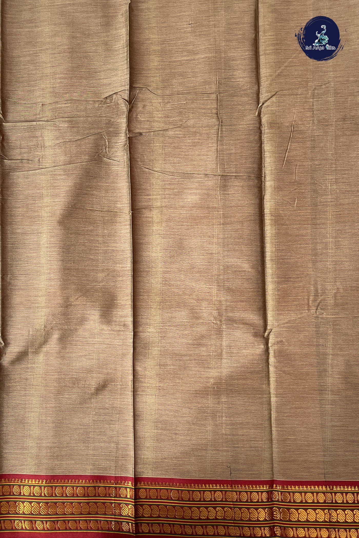 Khaki Budget Semi Silk Cotton Saree With Plain Pattern