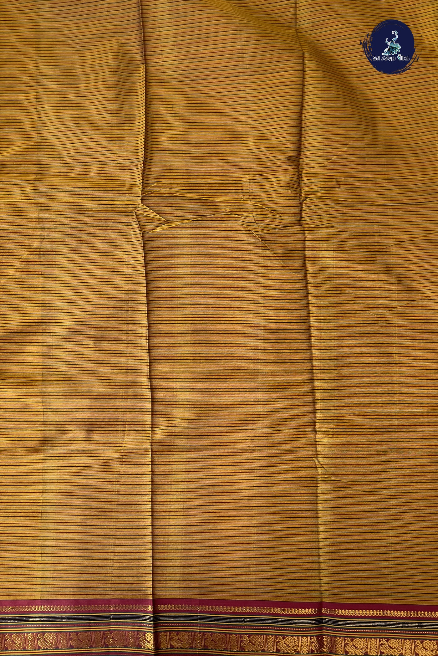 Mustard Yellow Budget Semi Silk Cotton Saree With Doria Lines Pattern