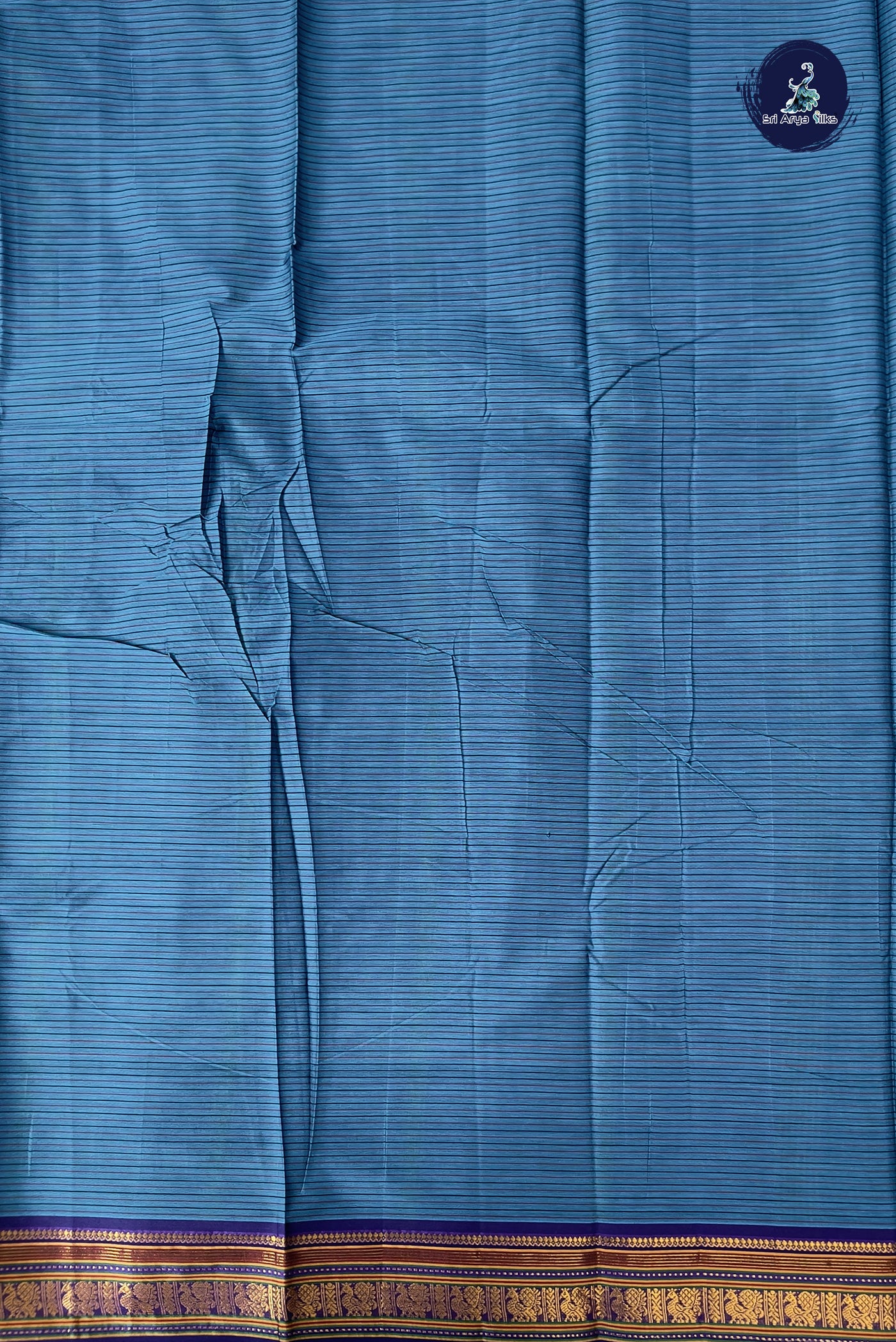 Blue Budget Semi Silk Cotton Saree With Doria Lines Pattern