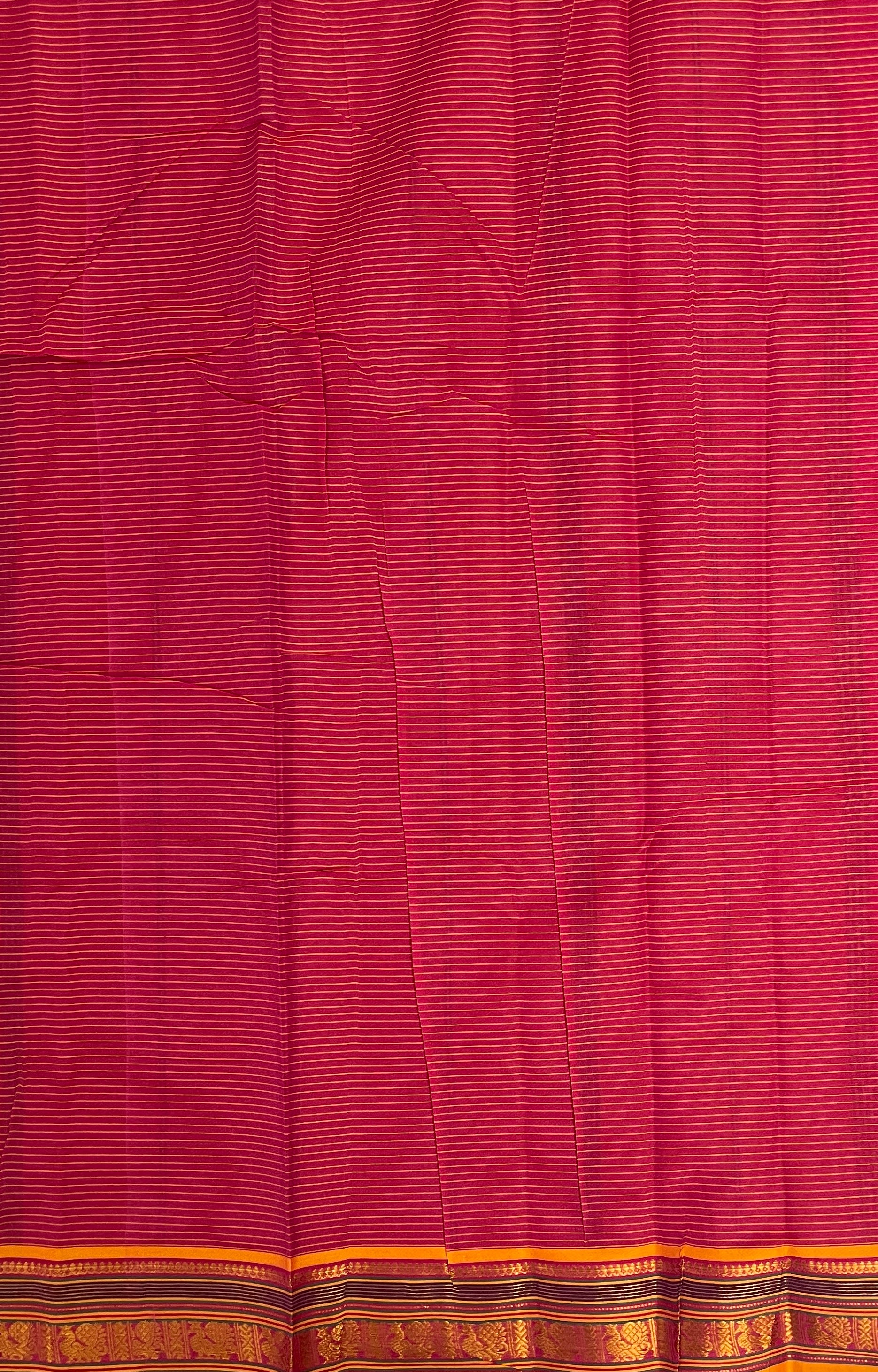 Reddish Pink Budget Semi Silk Cotton Saree With Doria Lines Pattern