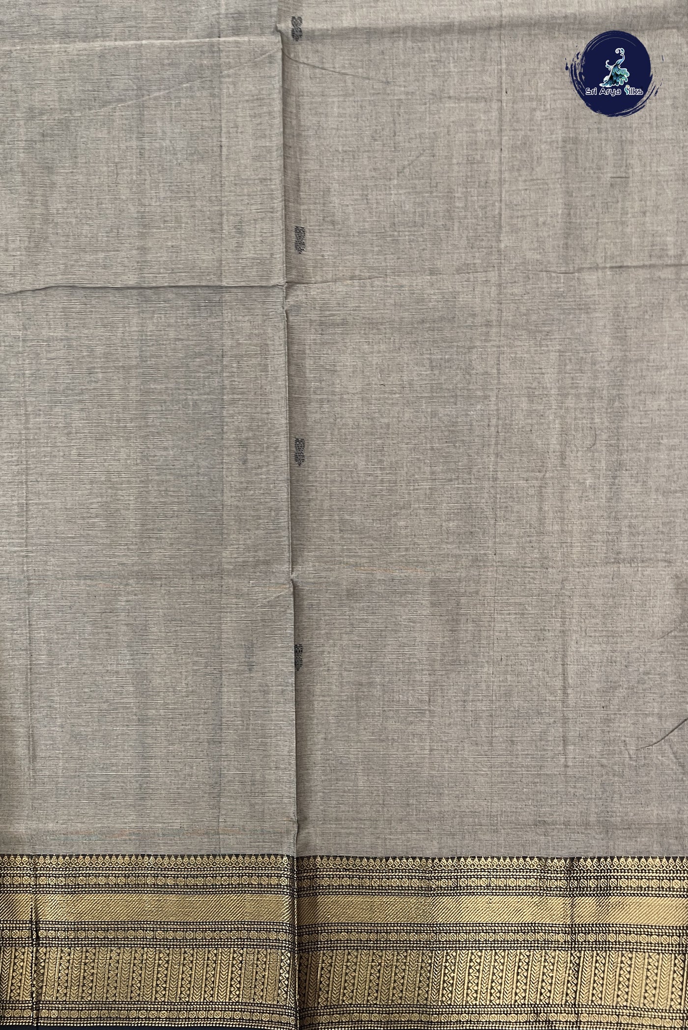 Grey Chettinad Cotton Saree With Buttas Pattern