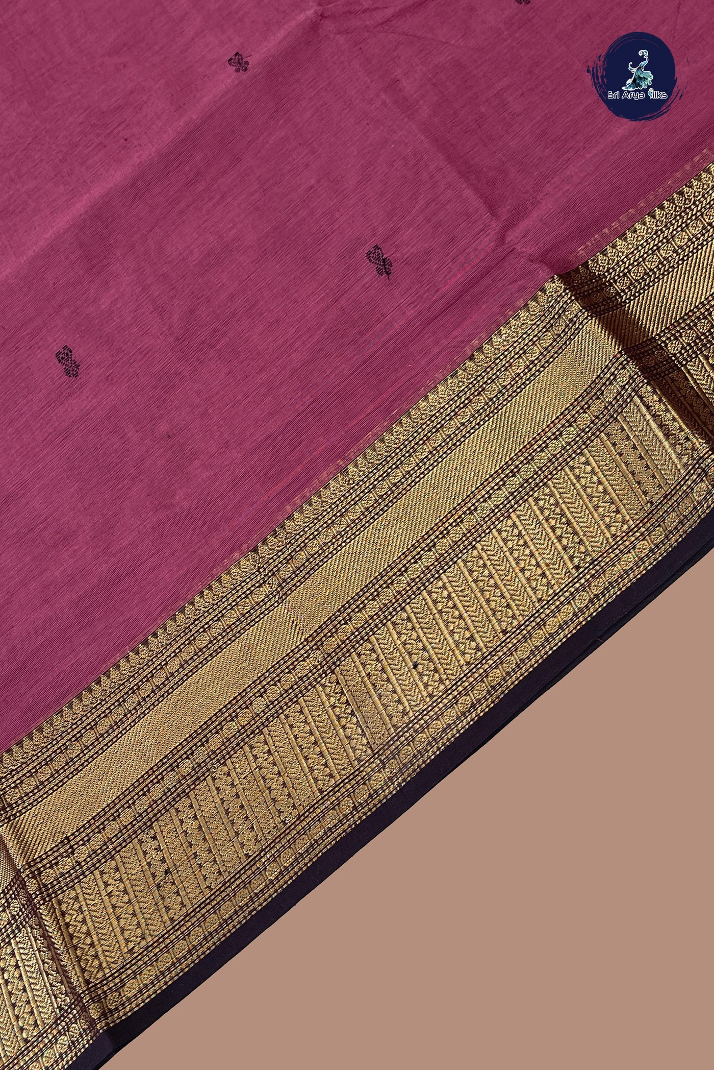 BeetRoot Shade Chettinad Cotton Saree With Buttas Pattern