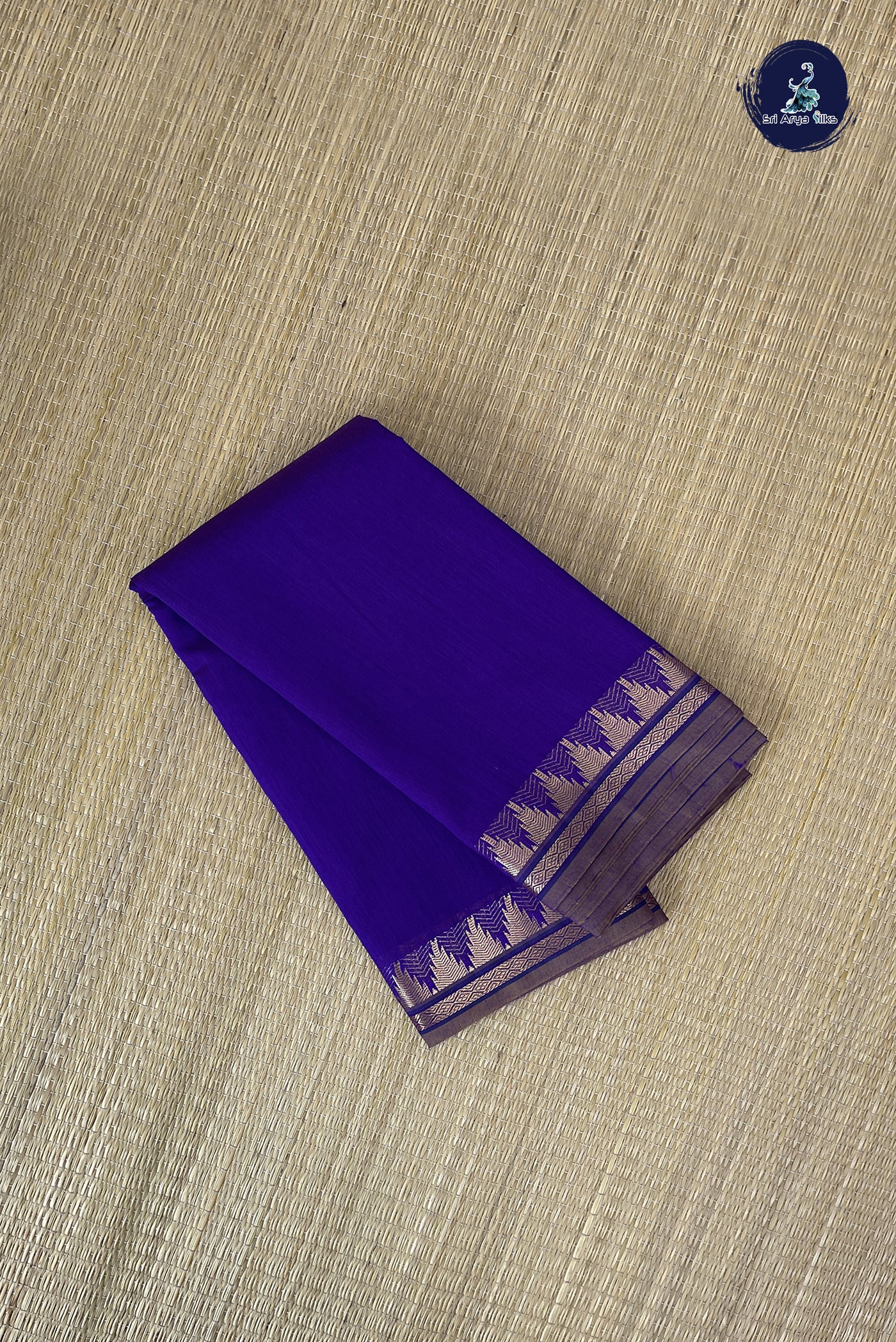 Violet Budget Semi Silk Cotton Saree With Plain Pattern