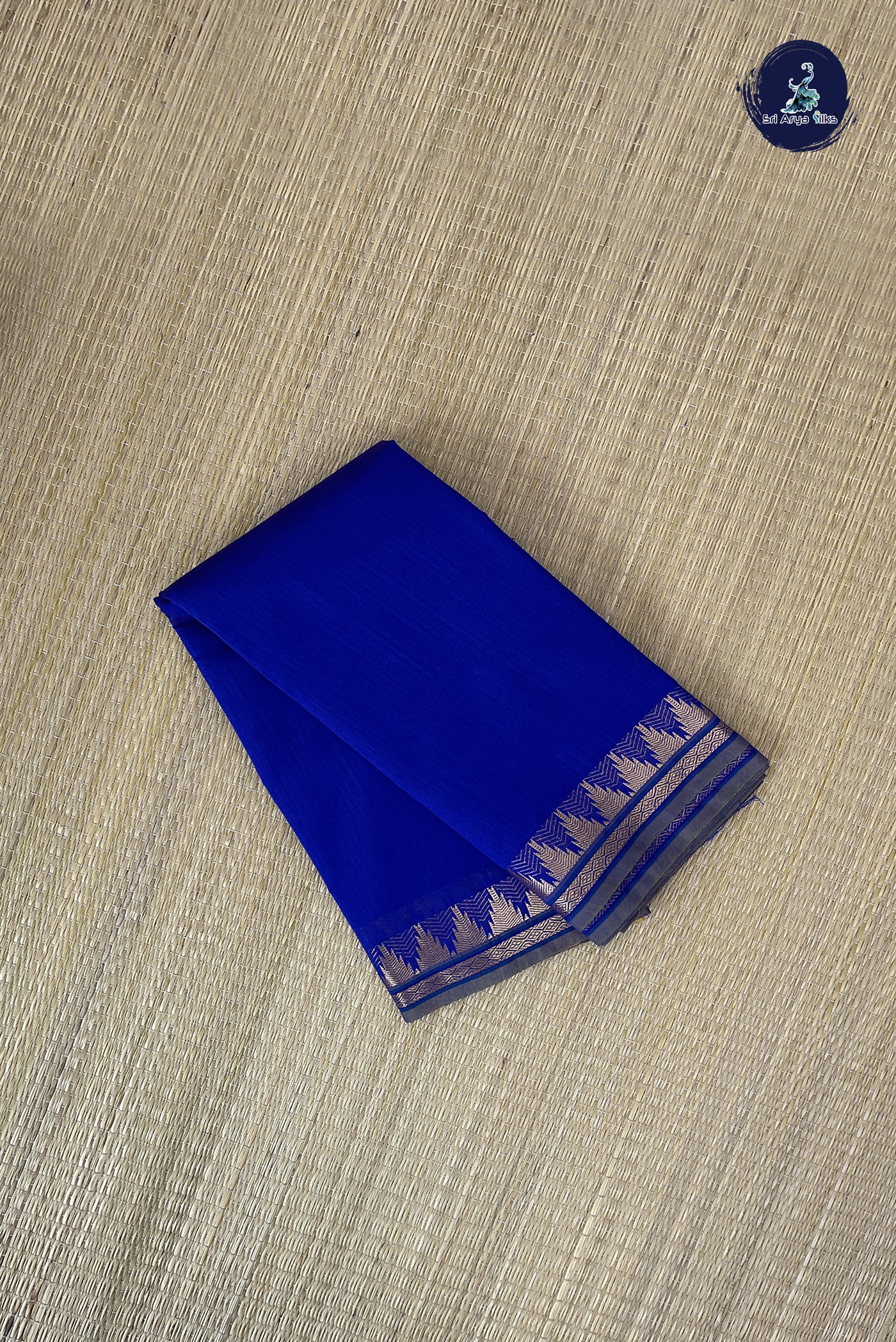MS Blue Budget Semi Silk Cotton Saree With Plain Pattern