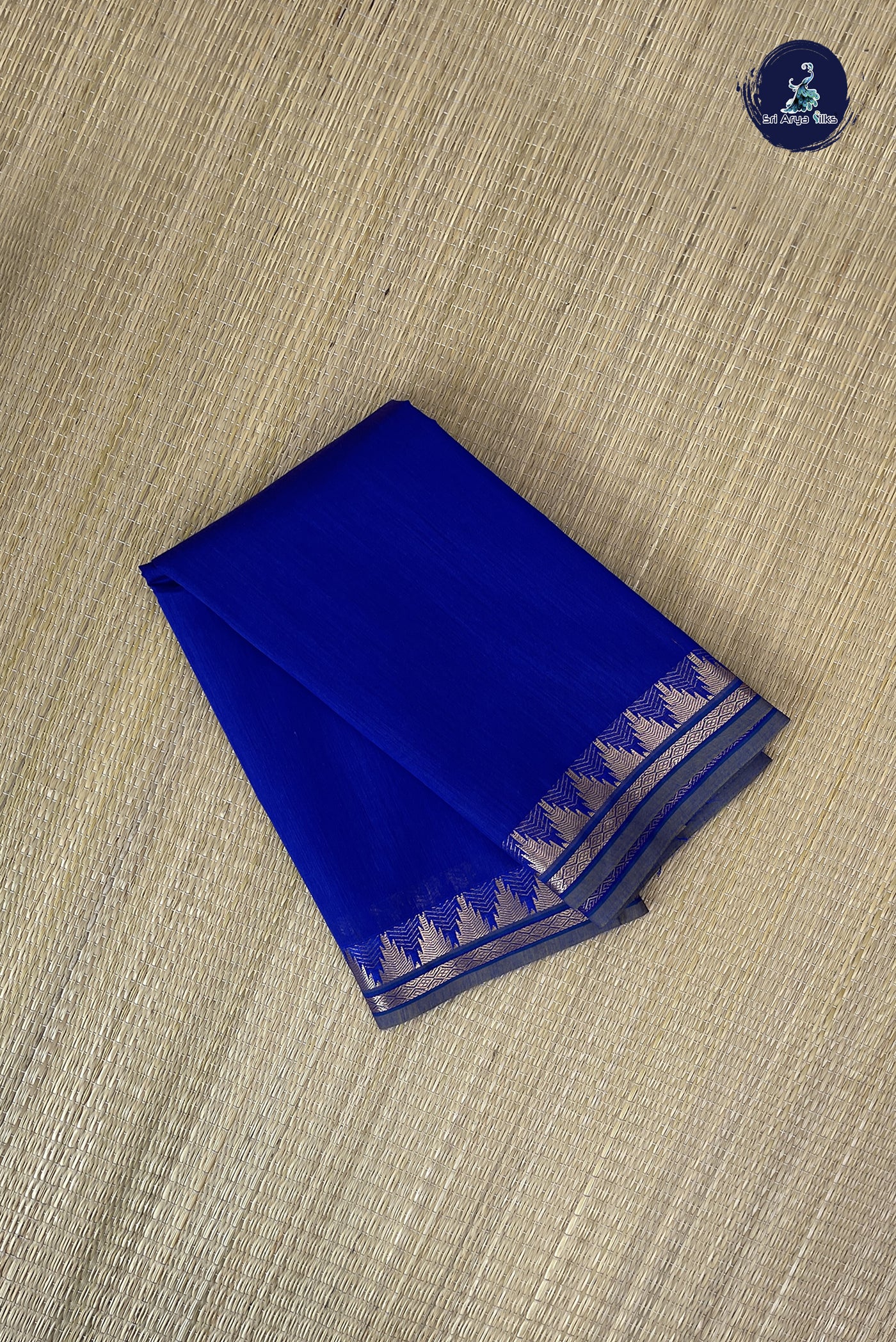 MS Blue Budget Semi Silk Cotton Saree With Plain Pattern