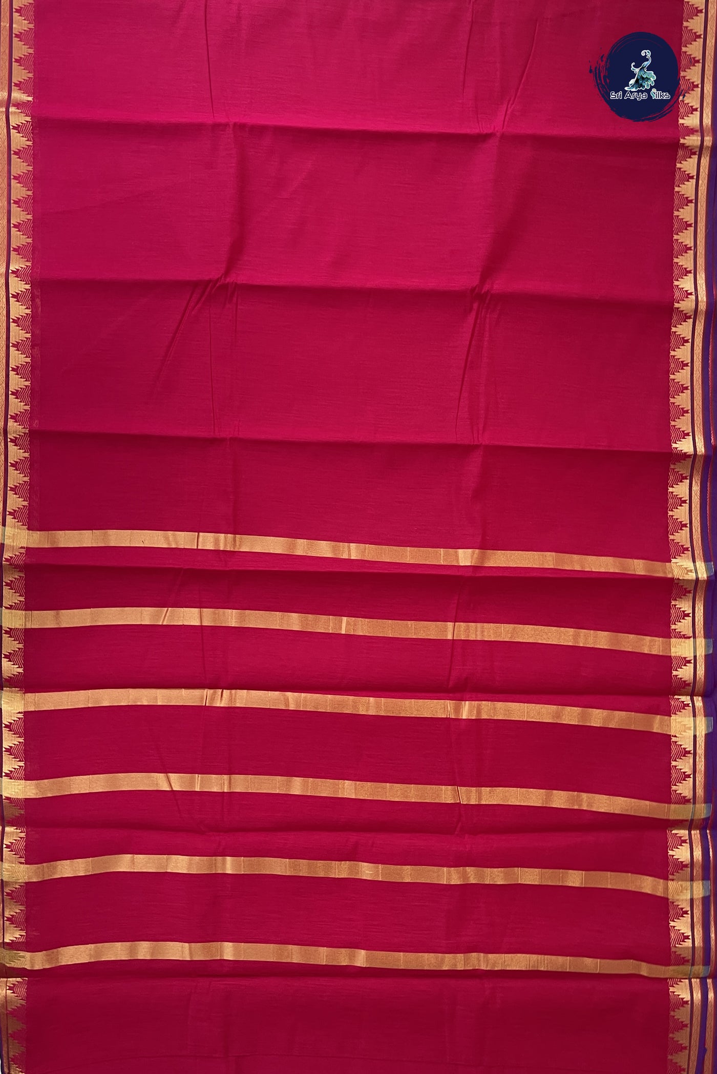 Magenta Pink Budget Semi Silk Cotton Saree With Plain Pattern